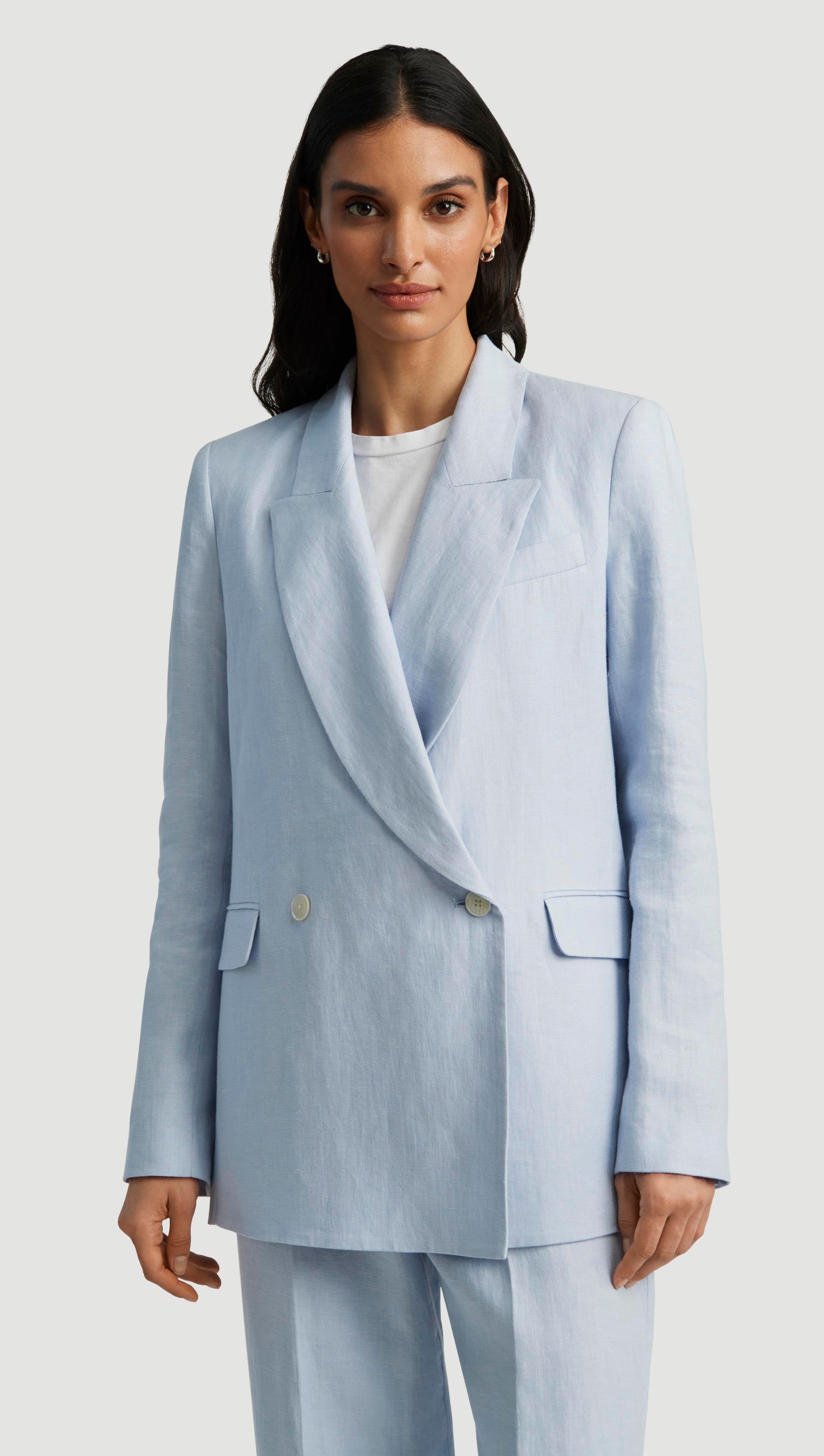 Brooklyn Blazer in Linen Twill | Glacier