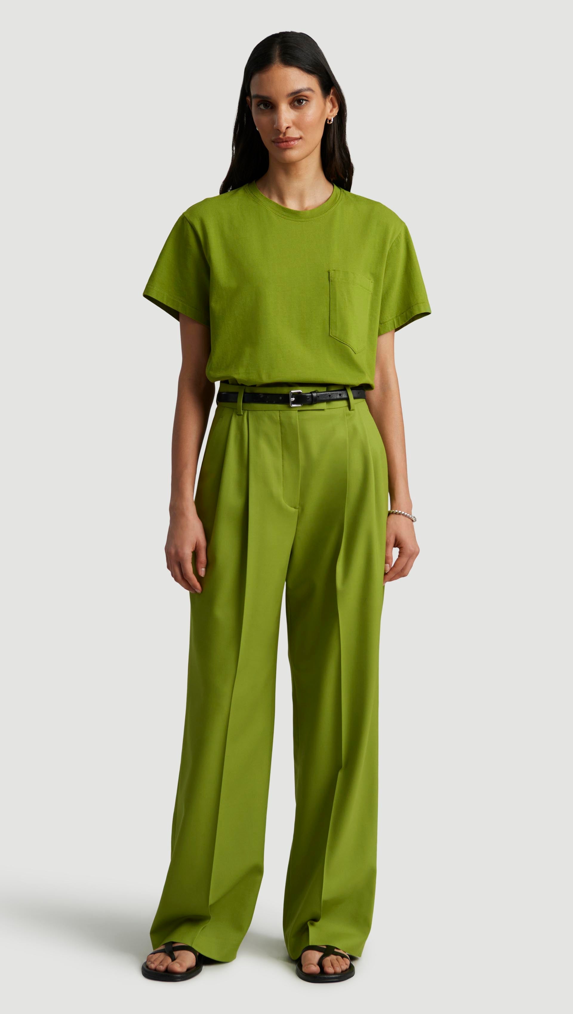 Pleated Trouser in Seasonless Wool | Grass