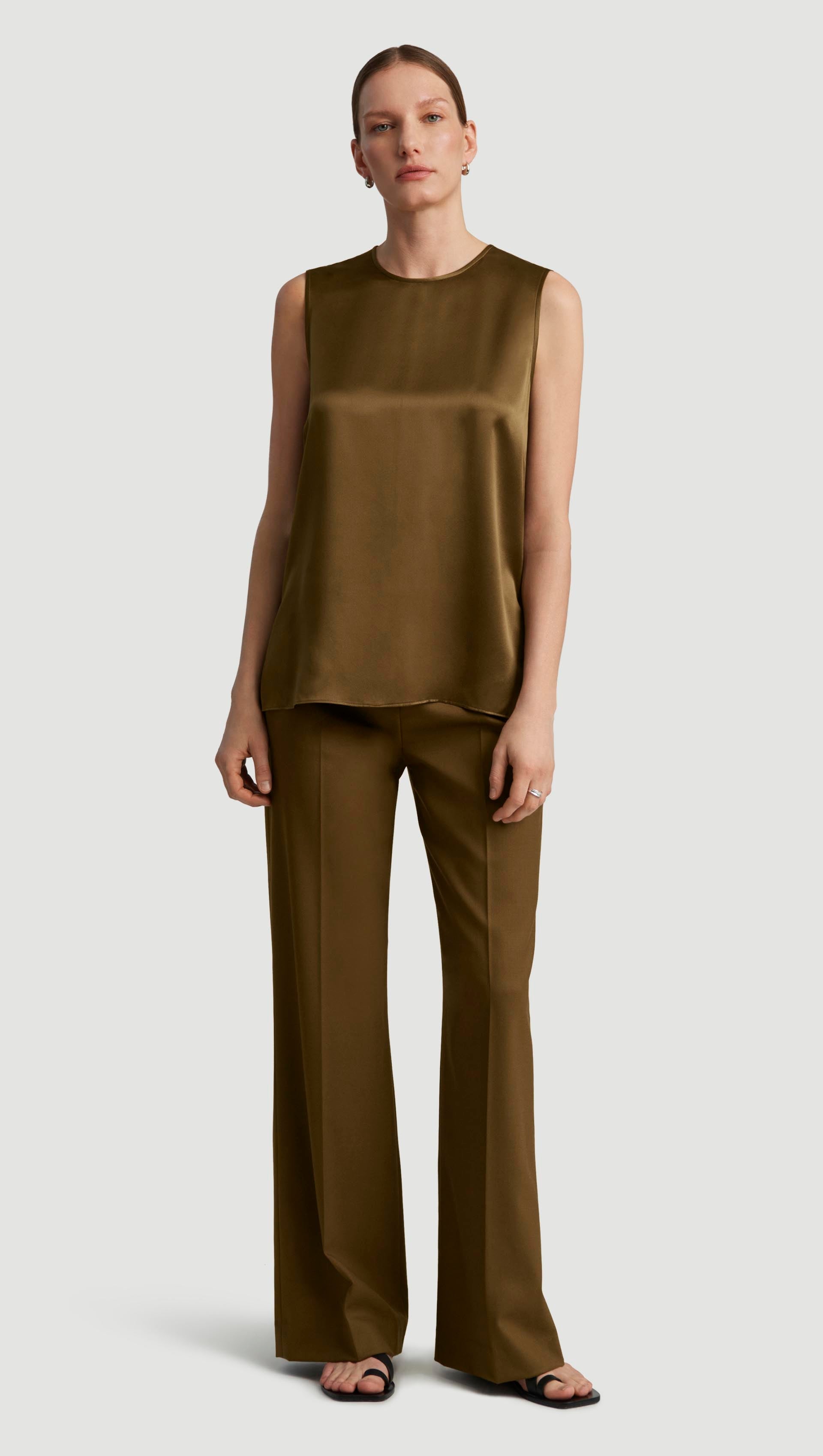 Wide Leg Trouser in Seasonless Wool | Mushroom