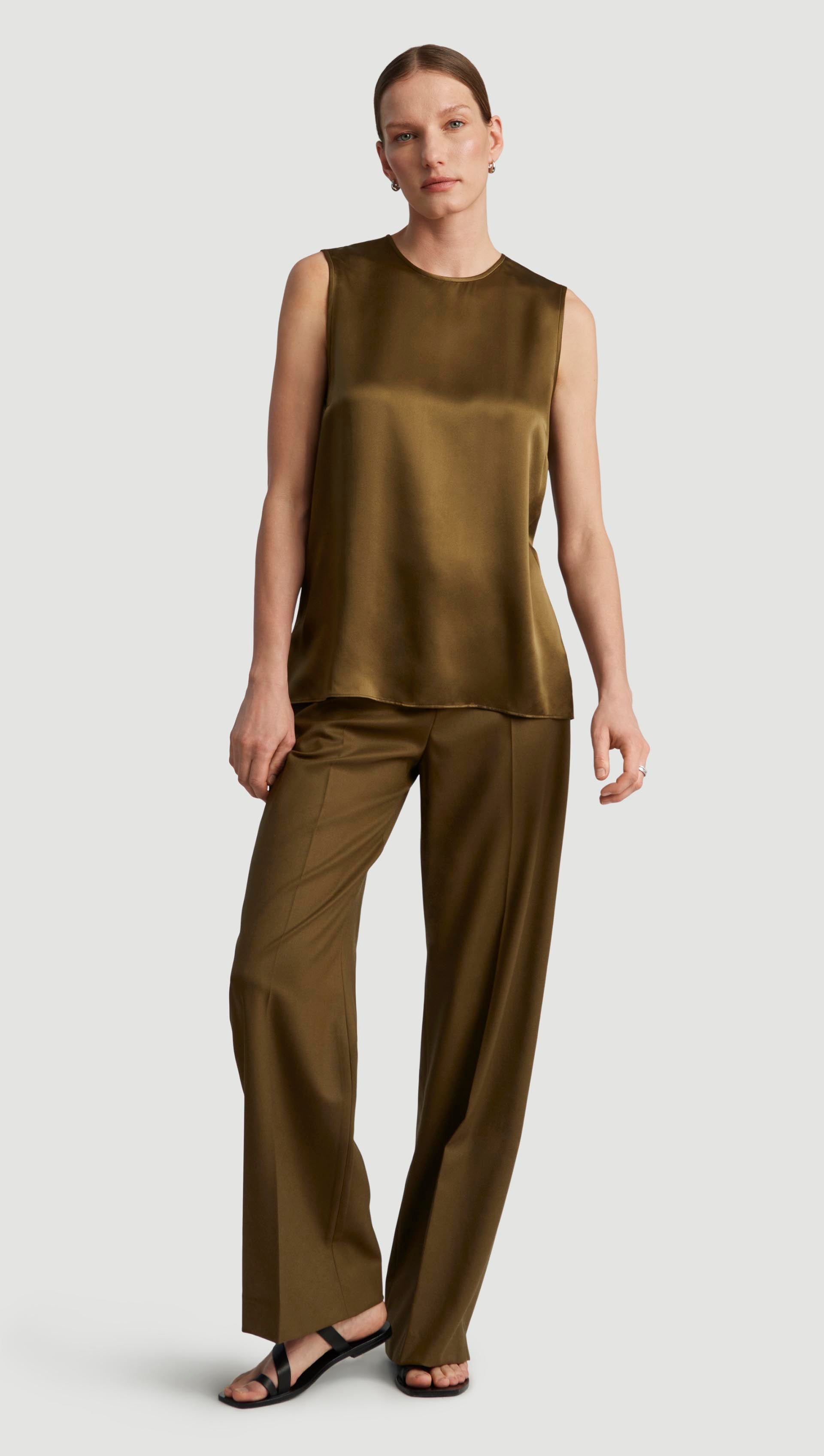 Wide Leg Trouser in Seasonless Wool | Mushroom