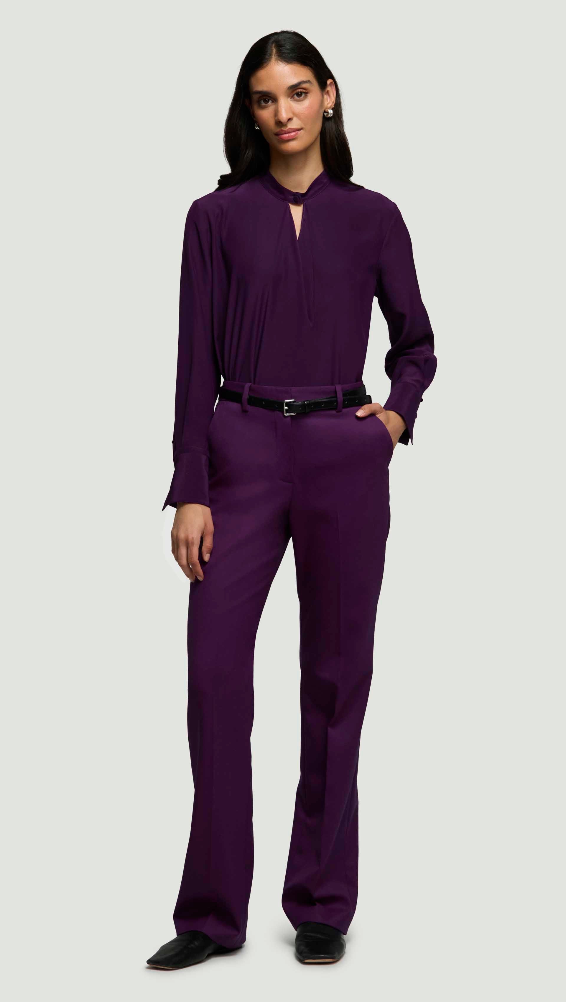 Straight Leg Trouser in Seasonless Wool | Grape