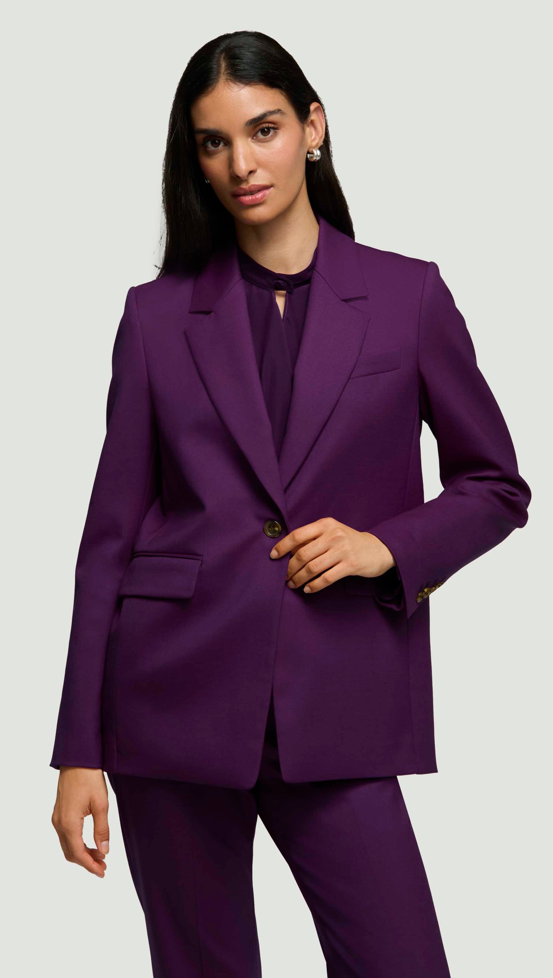 Notch Lapel Blazer in Seasonless Wool | Grape
