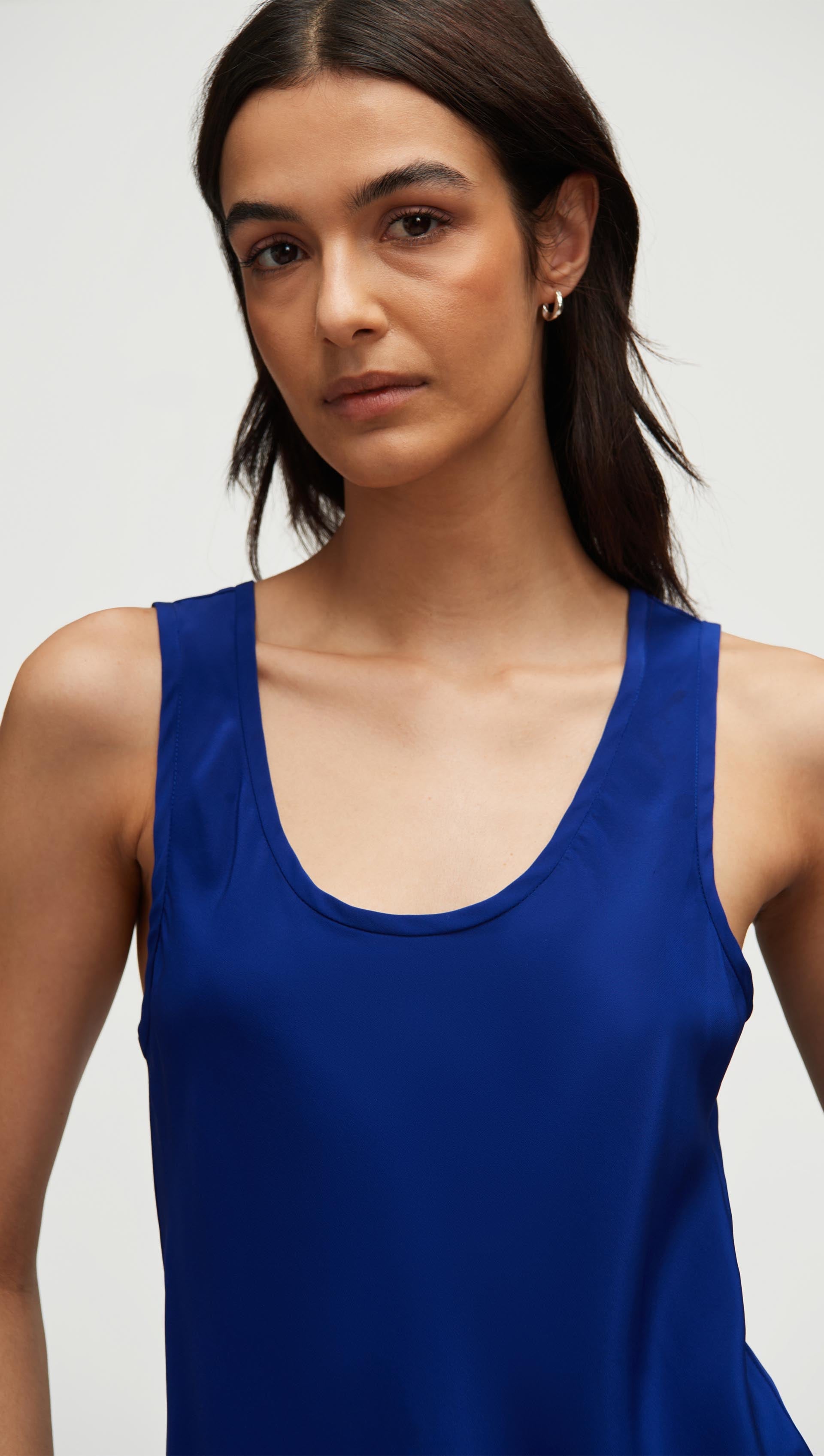 Tank in Silk Charmeuse | Lapis