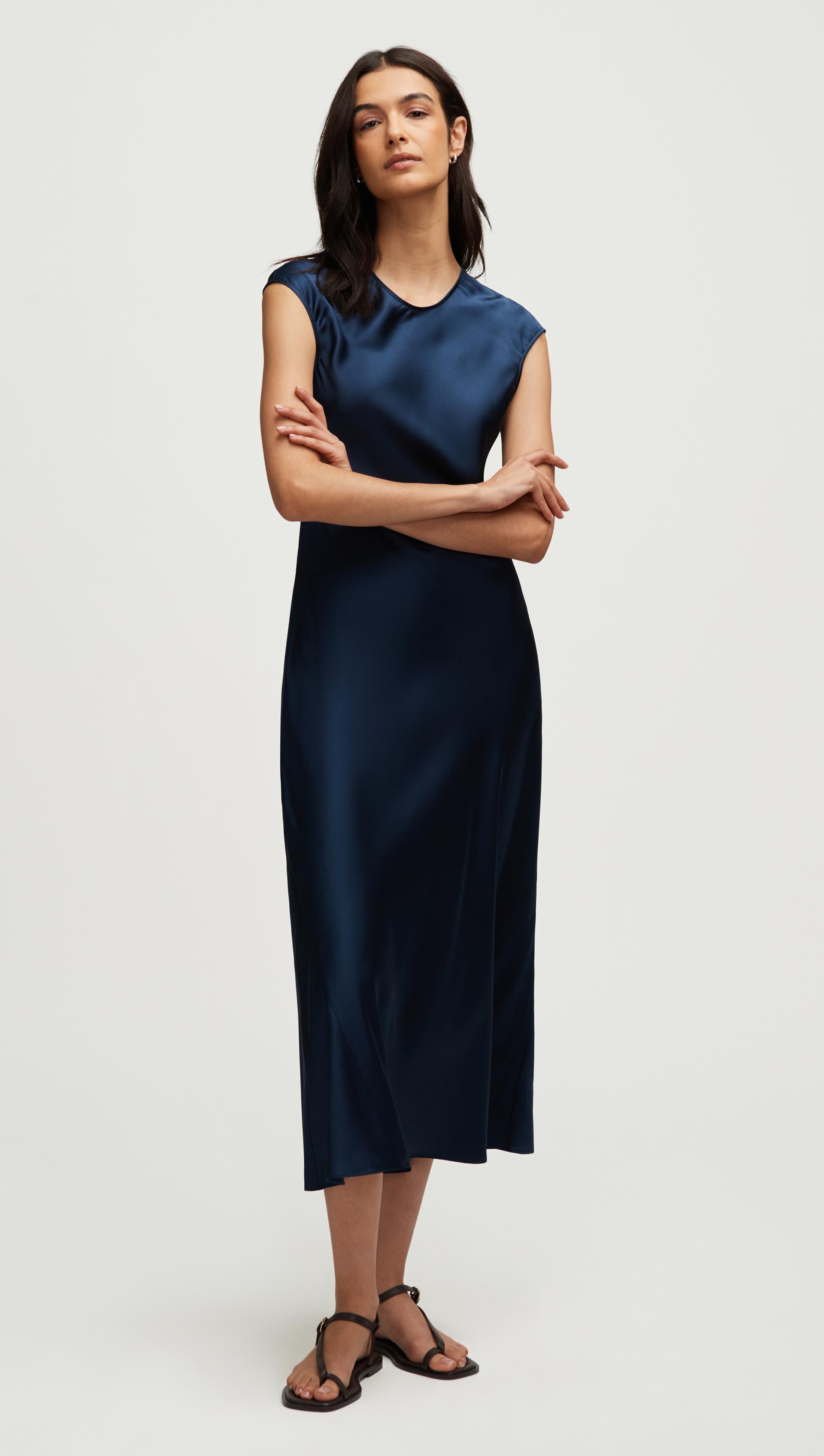 Bias Dress in Silk Charmeuse | Midnight