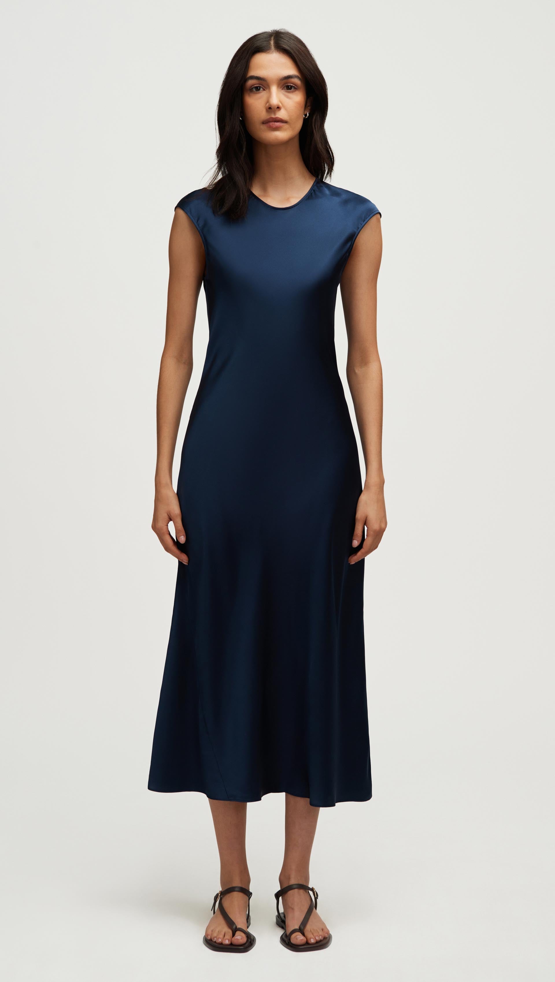 Bias Dress in Silk Charmeuse | Midnight