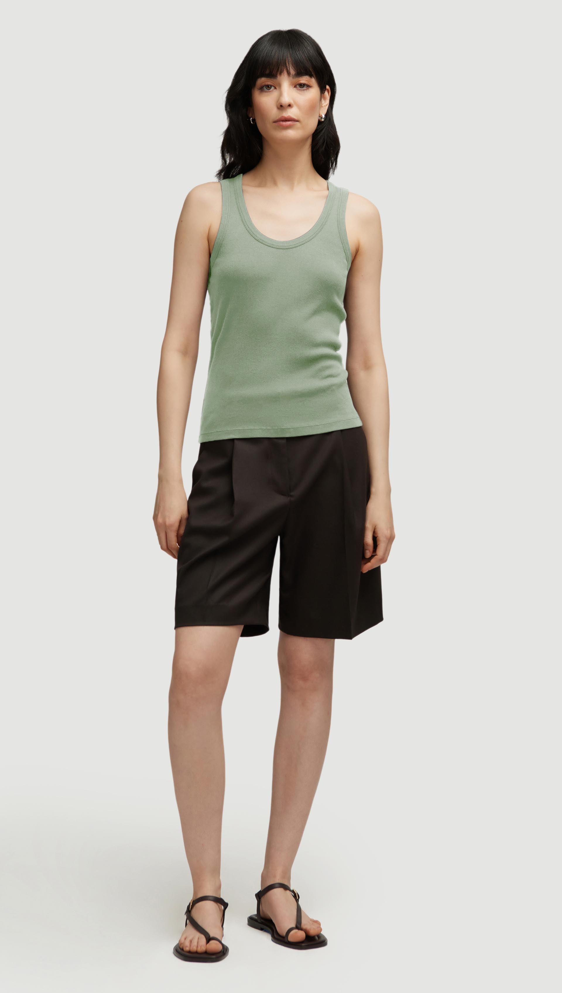 Ribbed Tank in Cotton Elastane | Pistachio