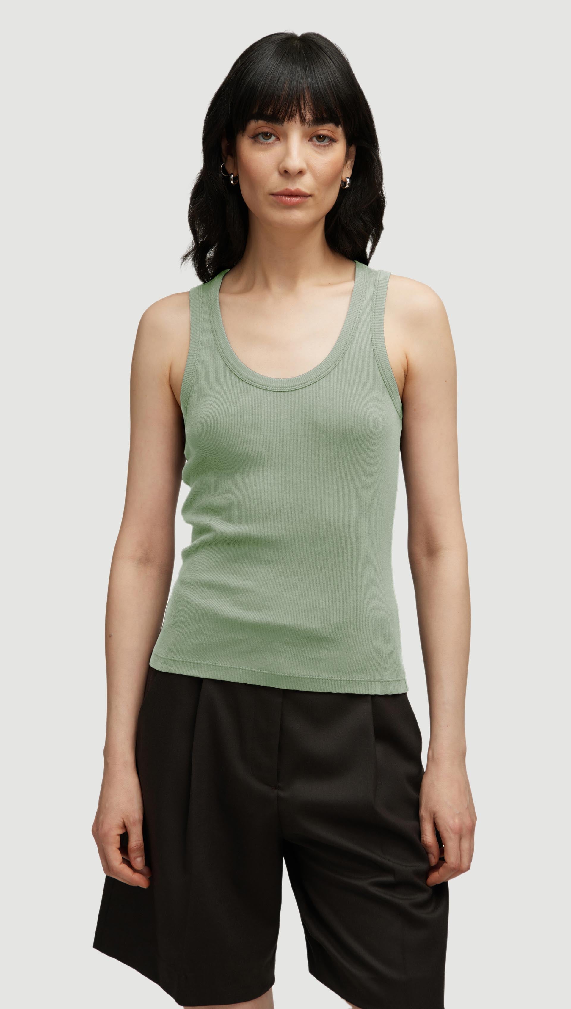 Ribbed Tank in Cotton Elastane | Pistachio