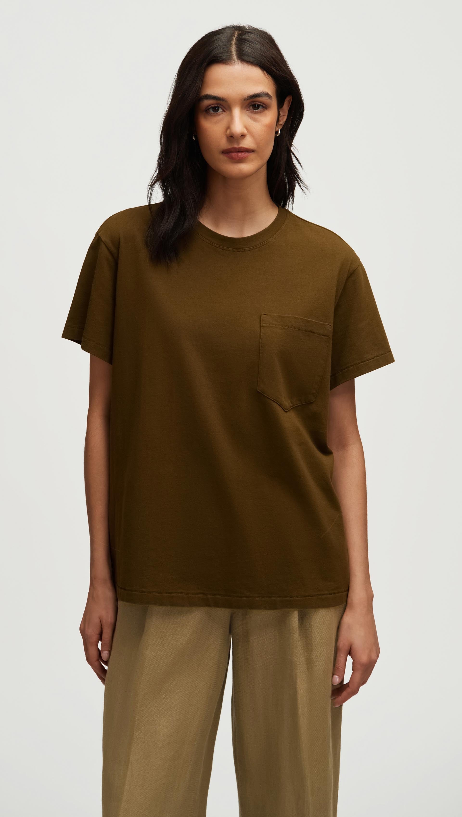 Oversized Pocket Tee in Cotton Jersey | Mushroom