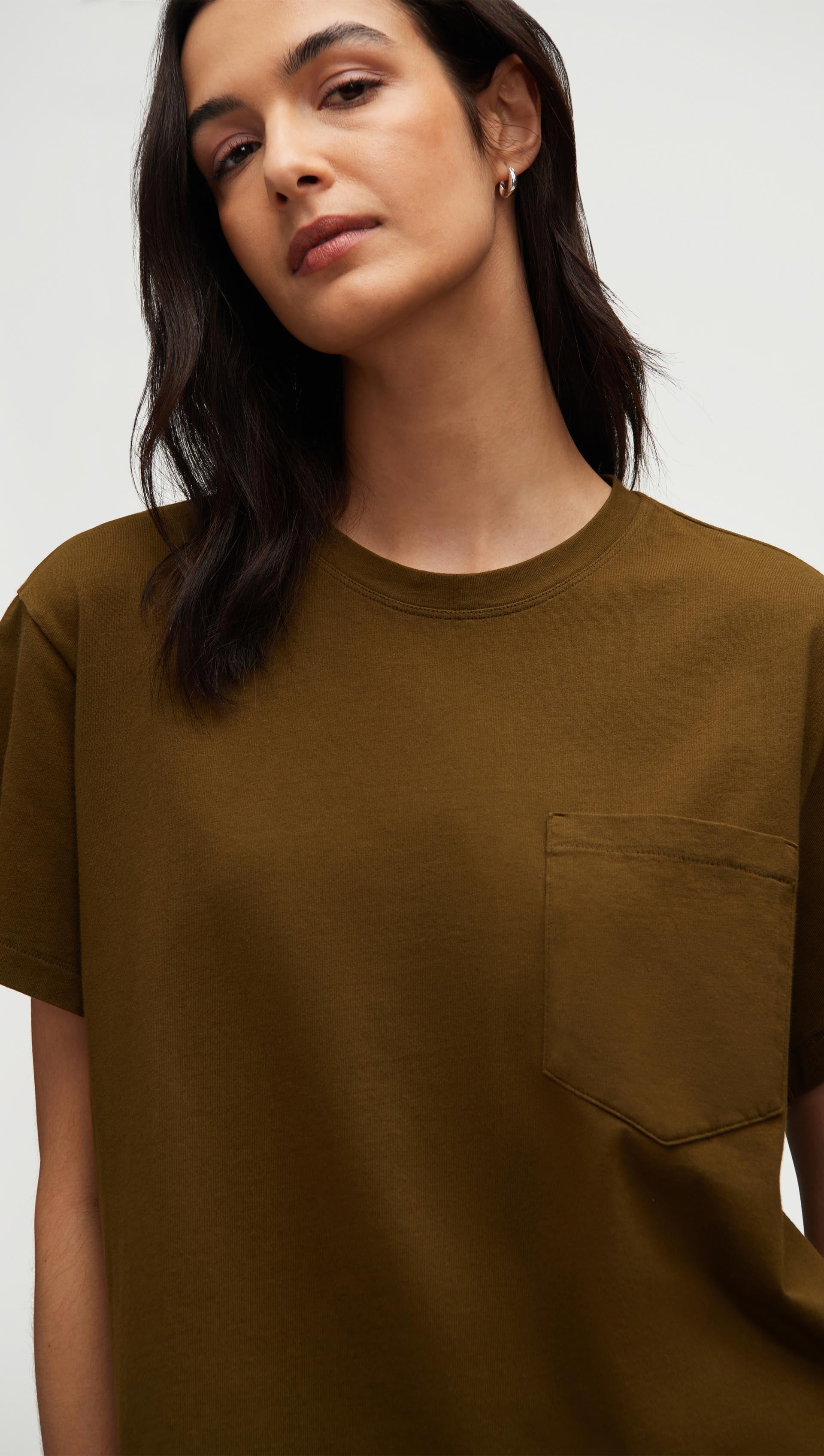 Oversized Pocket Tee in Cotton Jersey | Mushroom