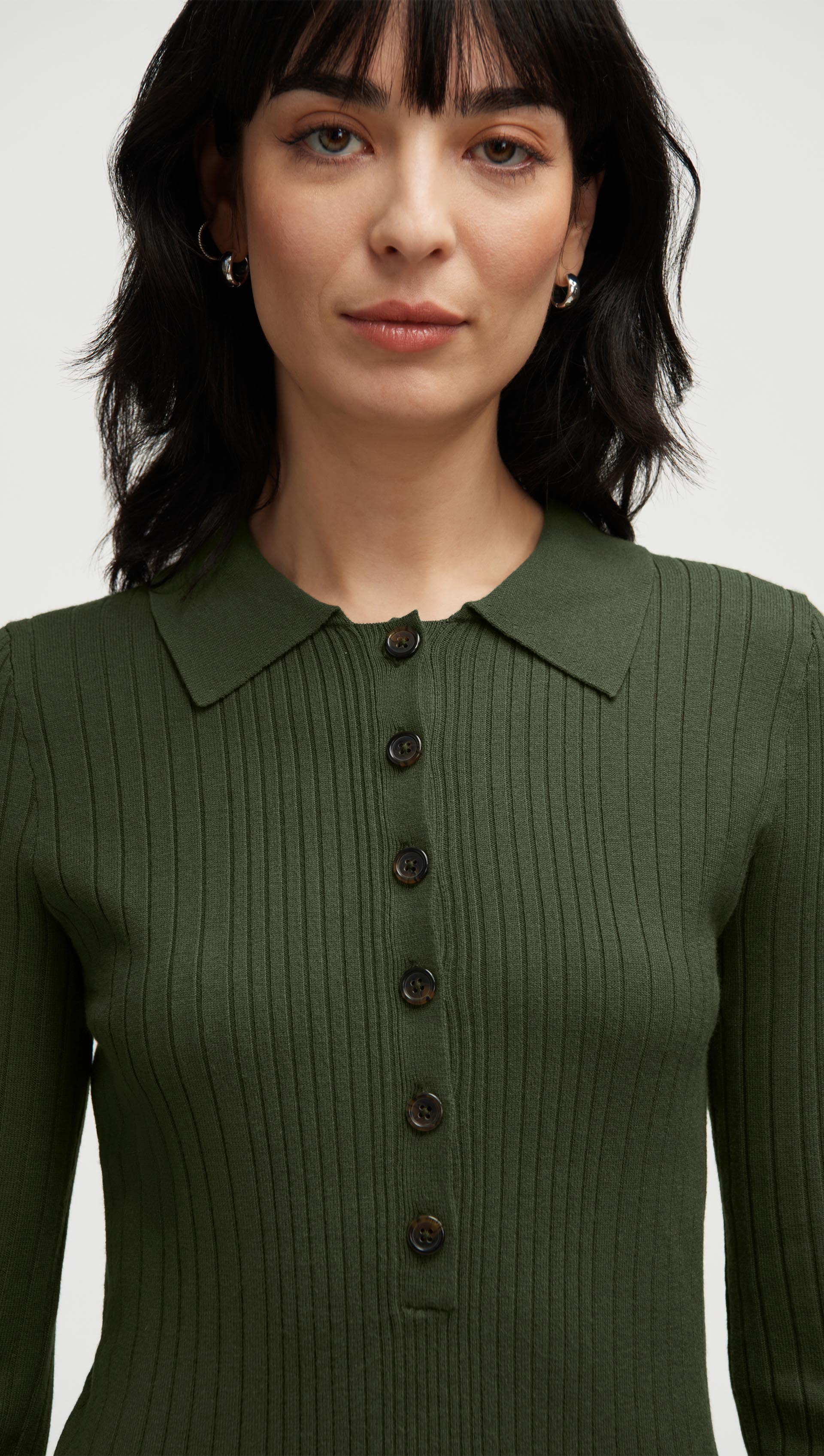Ribbed Collar Sweater in Viscose Polyester | Mushroom
