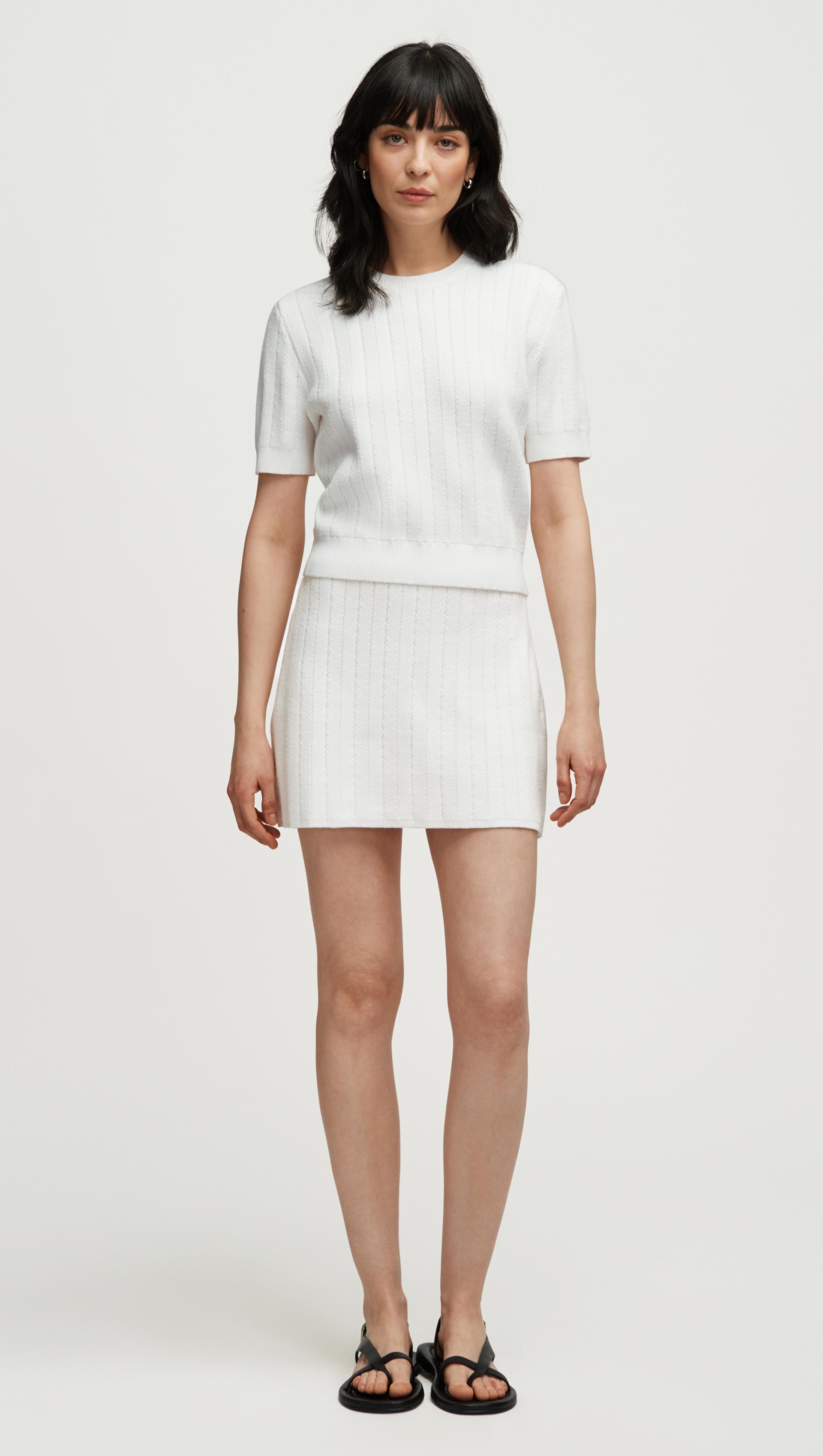 Herringbone Skirt in Viscose Polyester | White