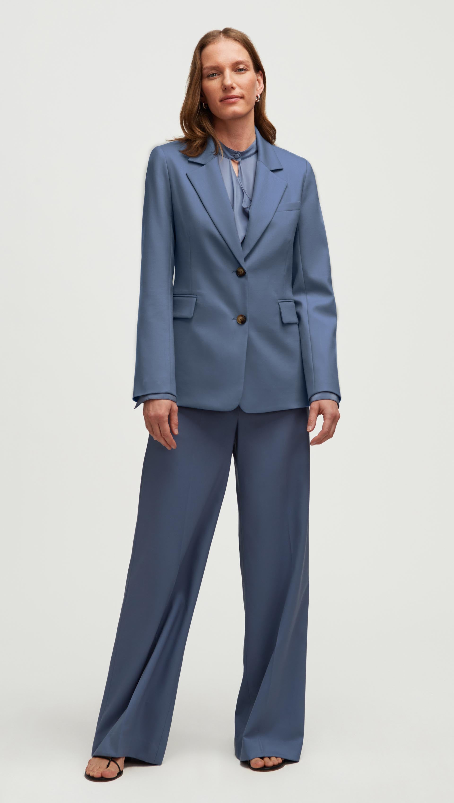 Two-Button Blazer in Seasonless Wool | Powder Blue