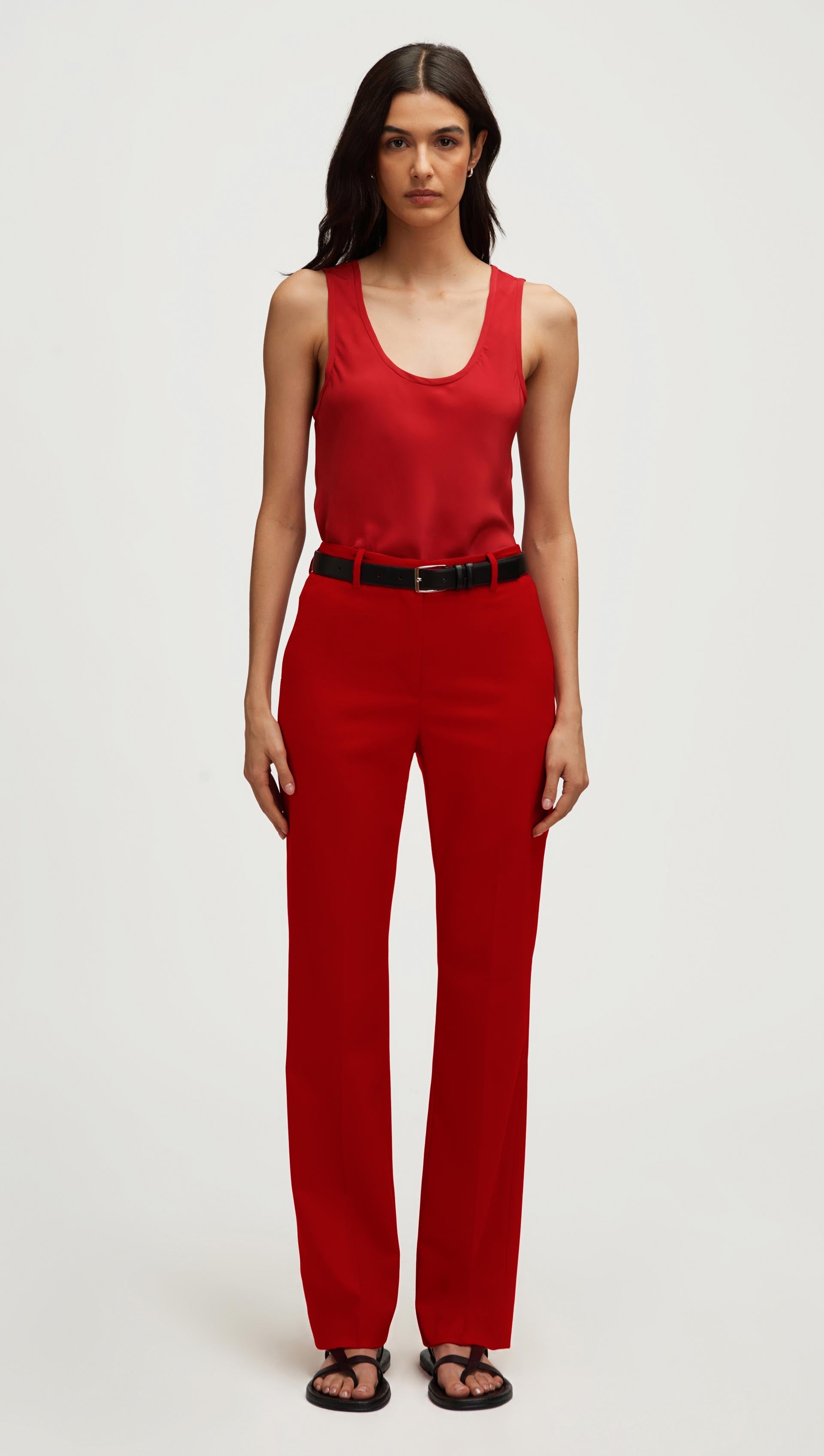 Straight Leg Trouser in Seasonless Wool | Tomato
