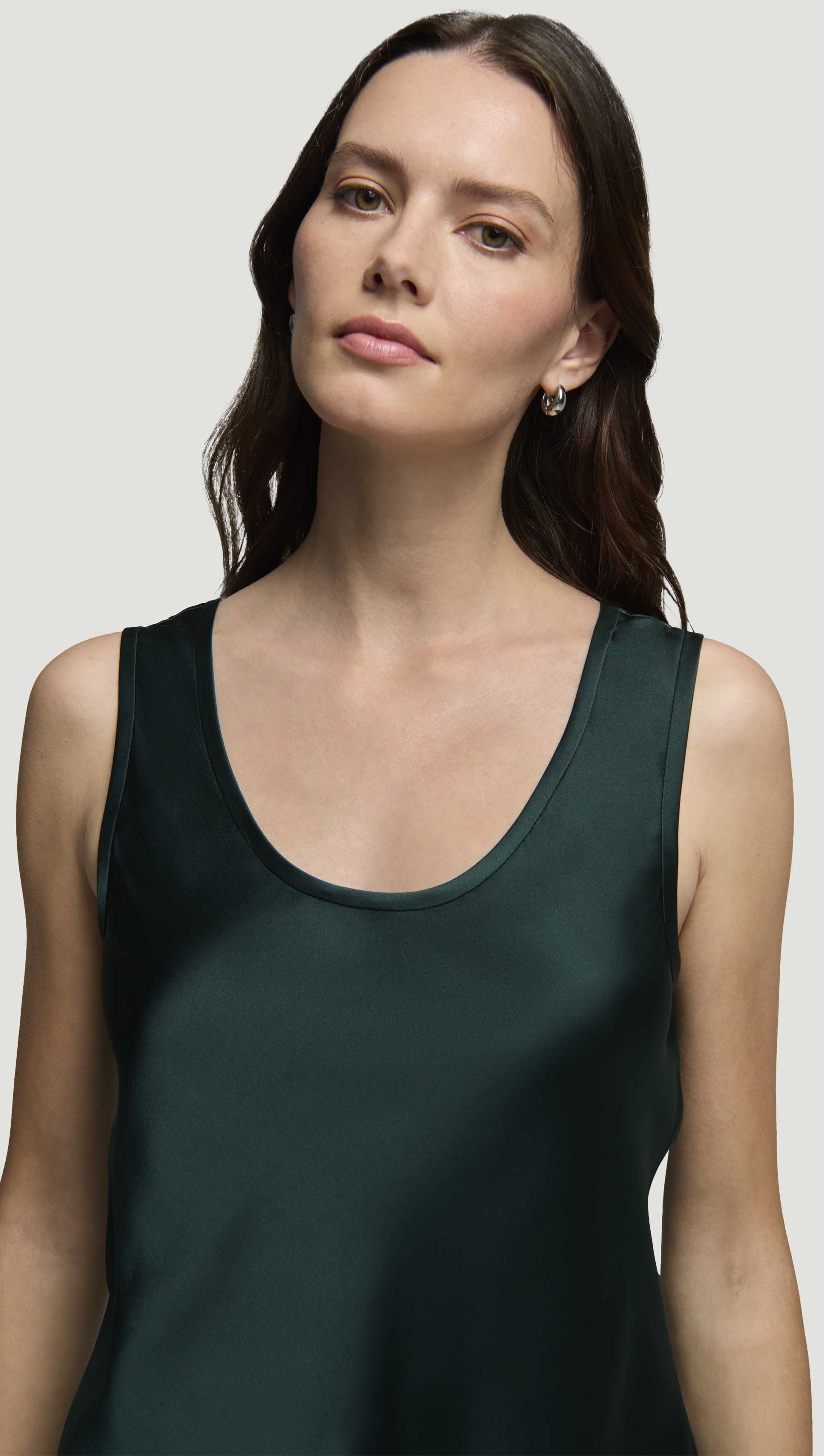 Tank in Silk Charmeuse | Deep Forest
