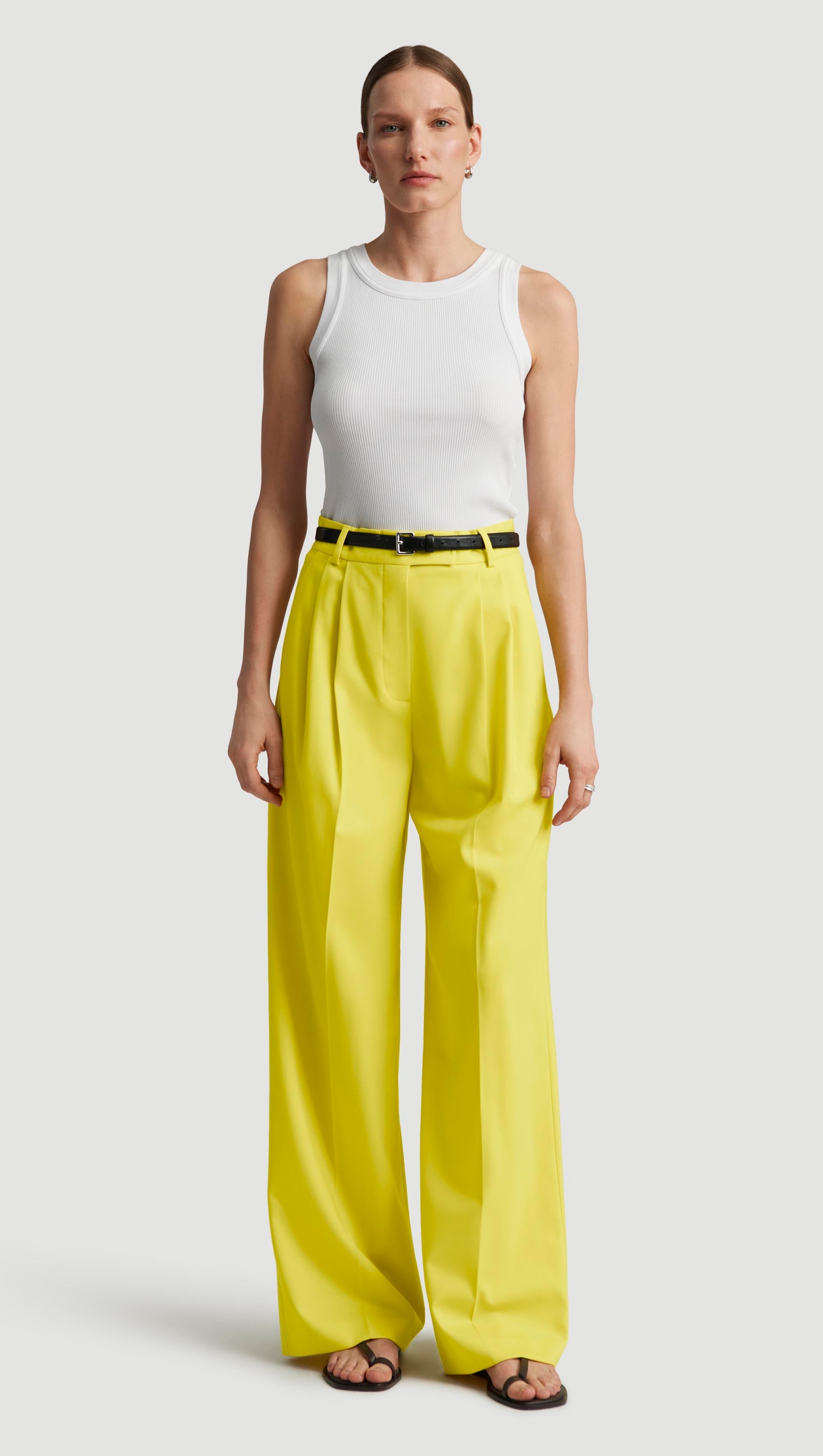 Pleated Trouser in Seasonless Wool | Lemon