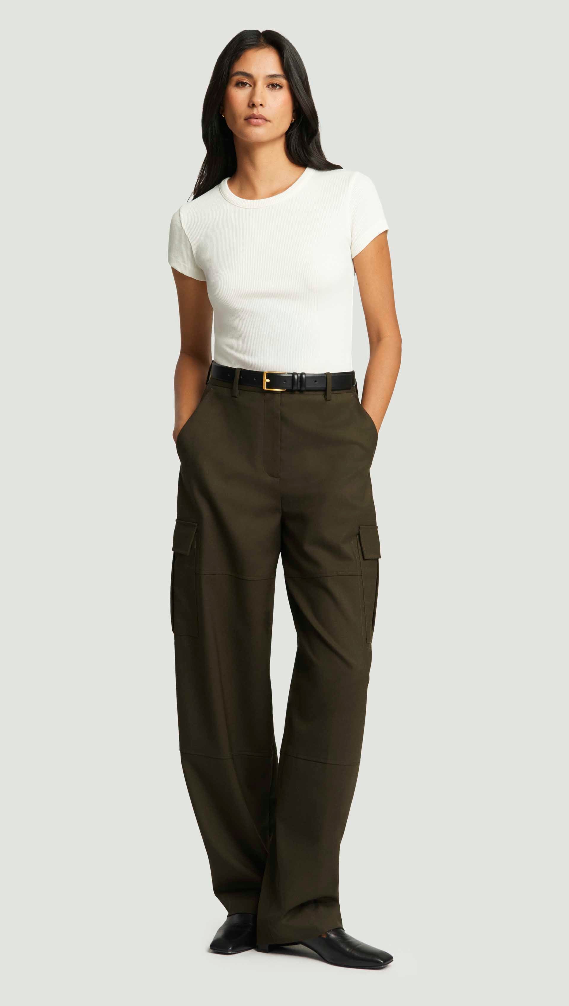 Tailored Cargo Pants in Seasonless Wool | Tobacco