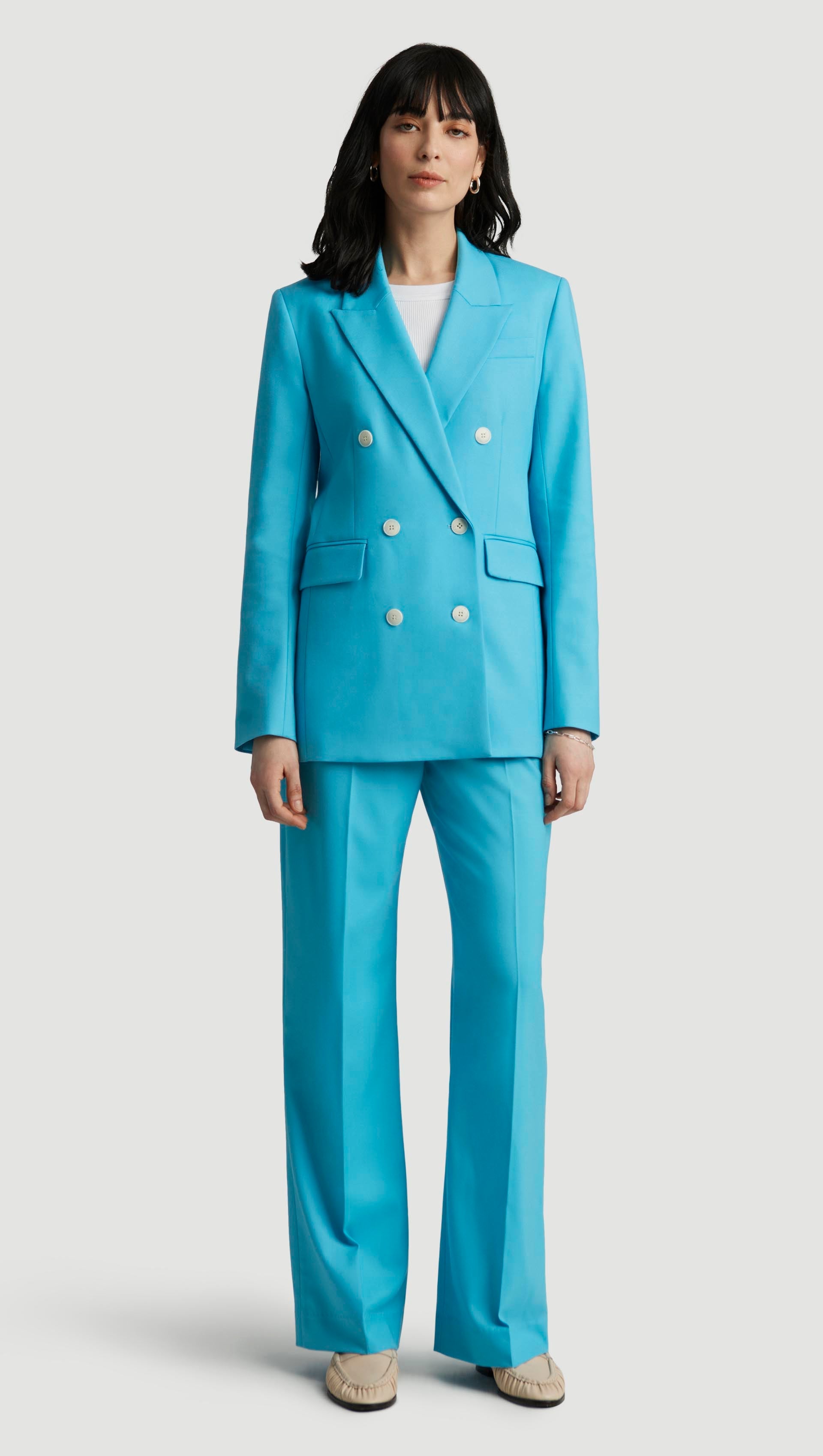 Double-Breasted Blazer in Seasonless Wool | Aqua