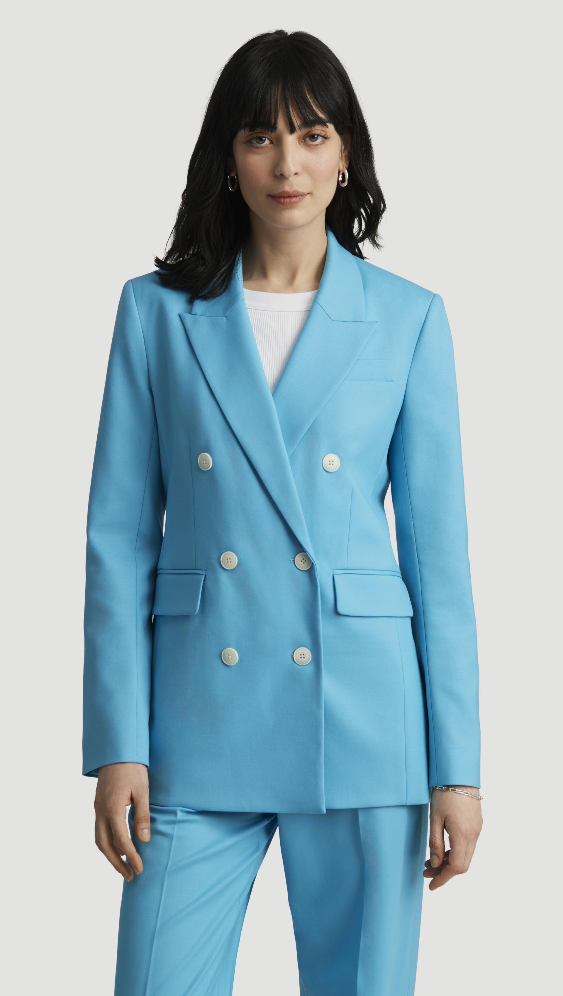 Double-Breasted Blazer in Seasonless Wool | Aqua
