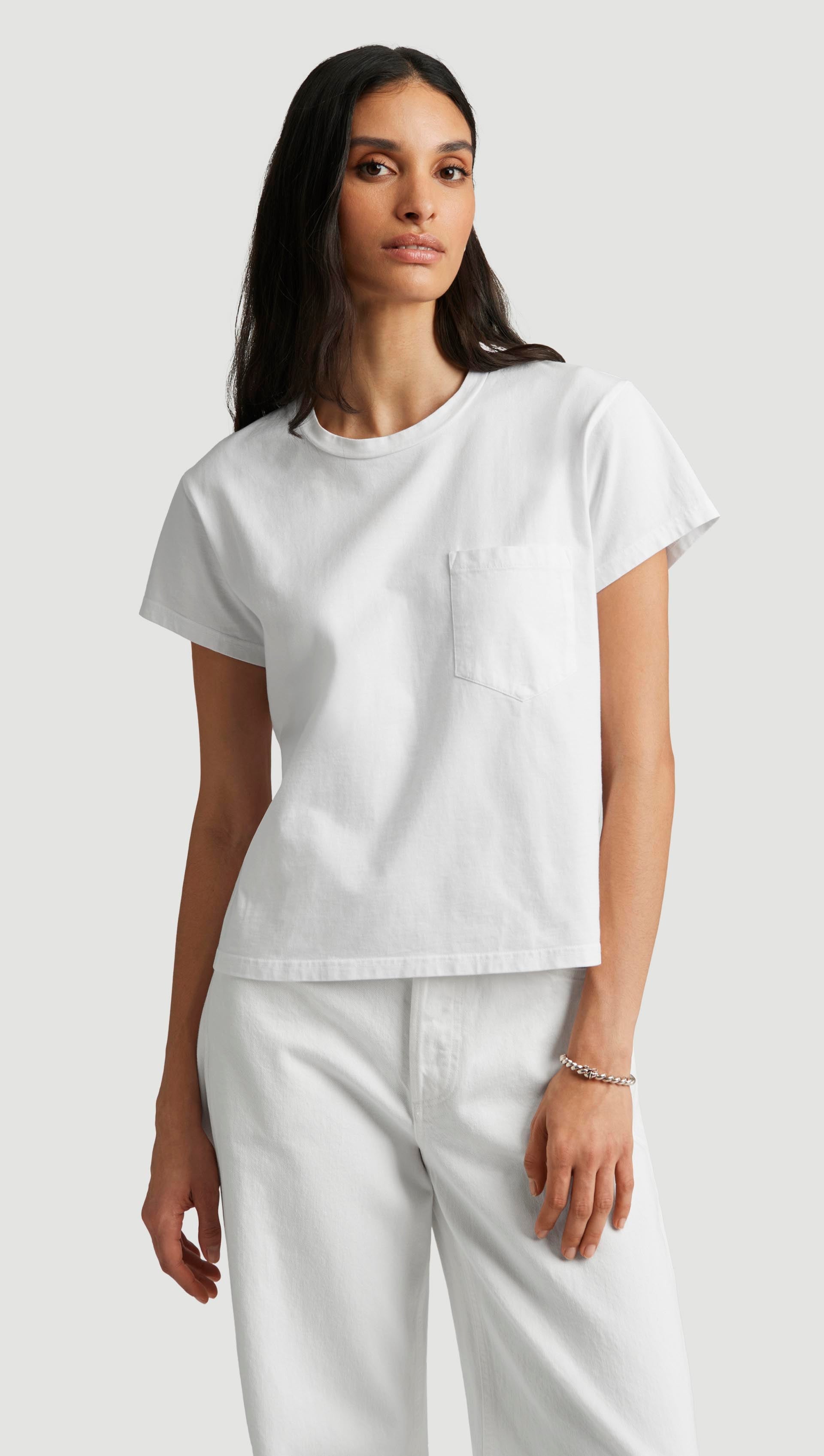 Maybelle Pocket Tee in Cotton | White