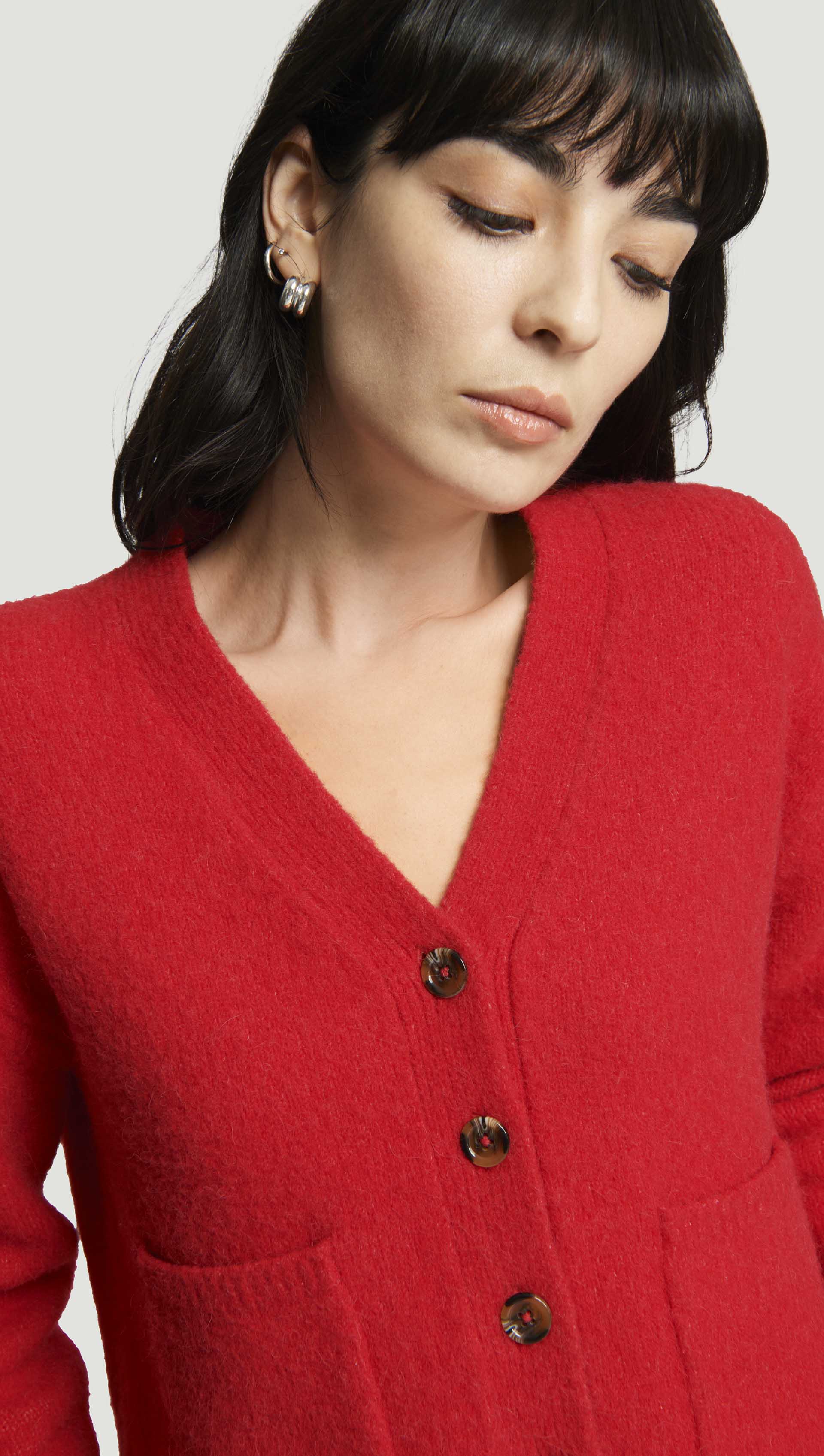 Cardigan in Fuzzy Yarn | Red