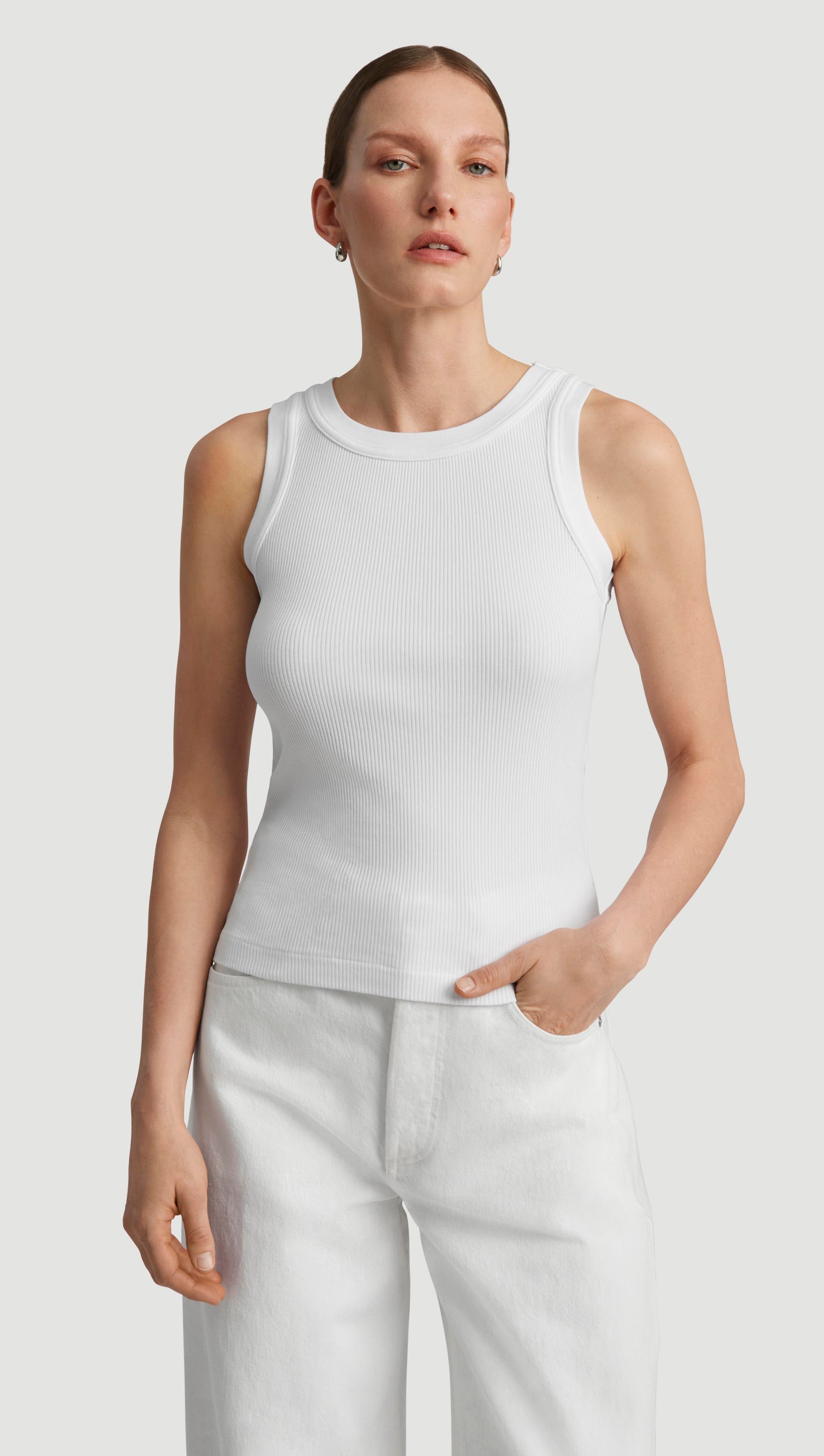 Isabel Rib Tank in Organic Cotton | White