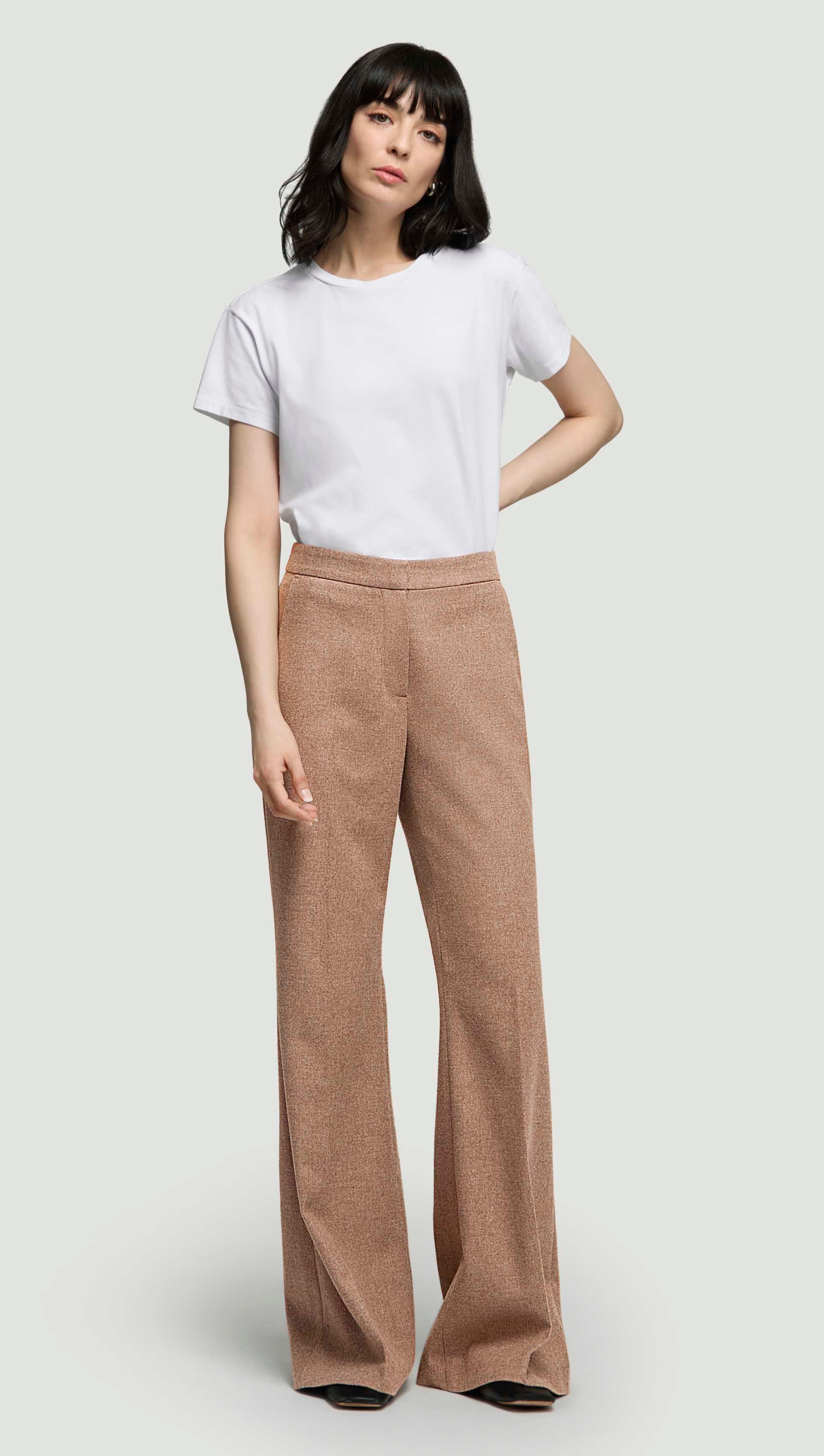 Tailored Flare Trouser in Double-Faced Wool | Oat
