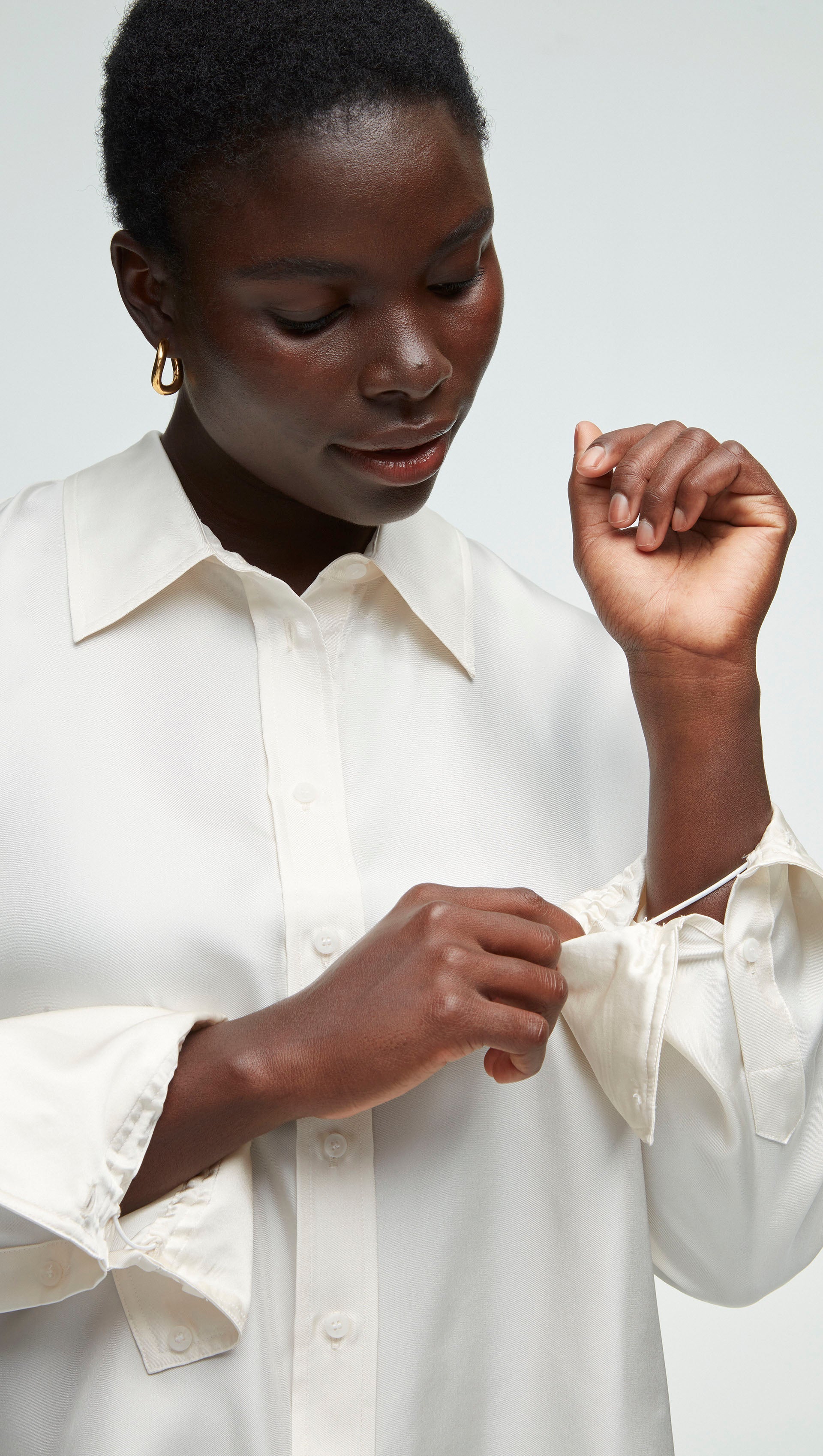 Slim Blouse in Silk Twill | Ivory