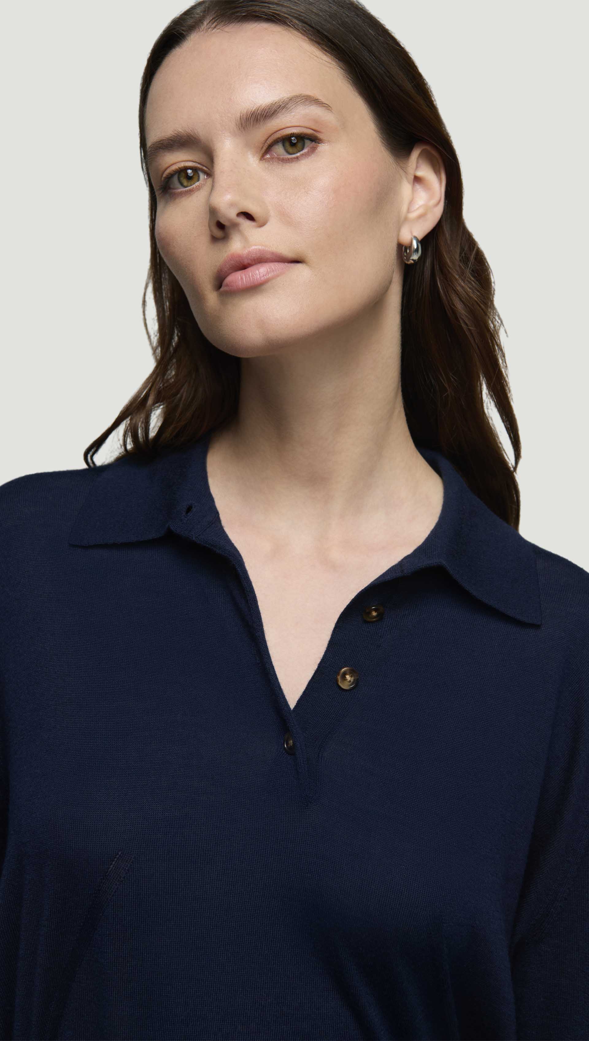 Fine Polo in Merino Silk | Navy