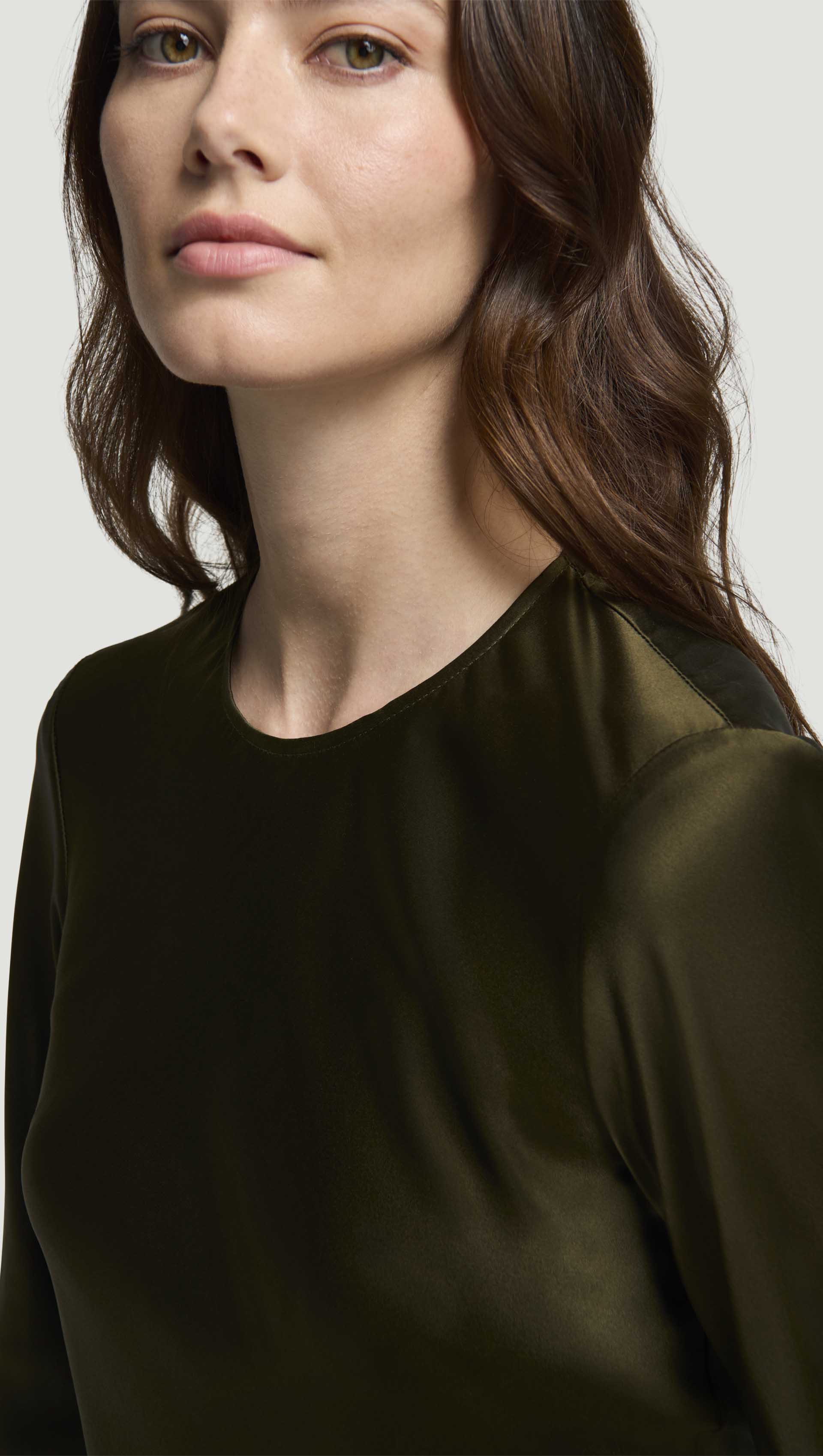 Longsleeve Bias Top in Silk Charmeuse | Basil