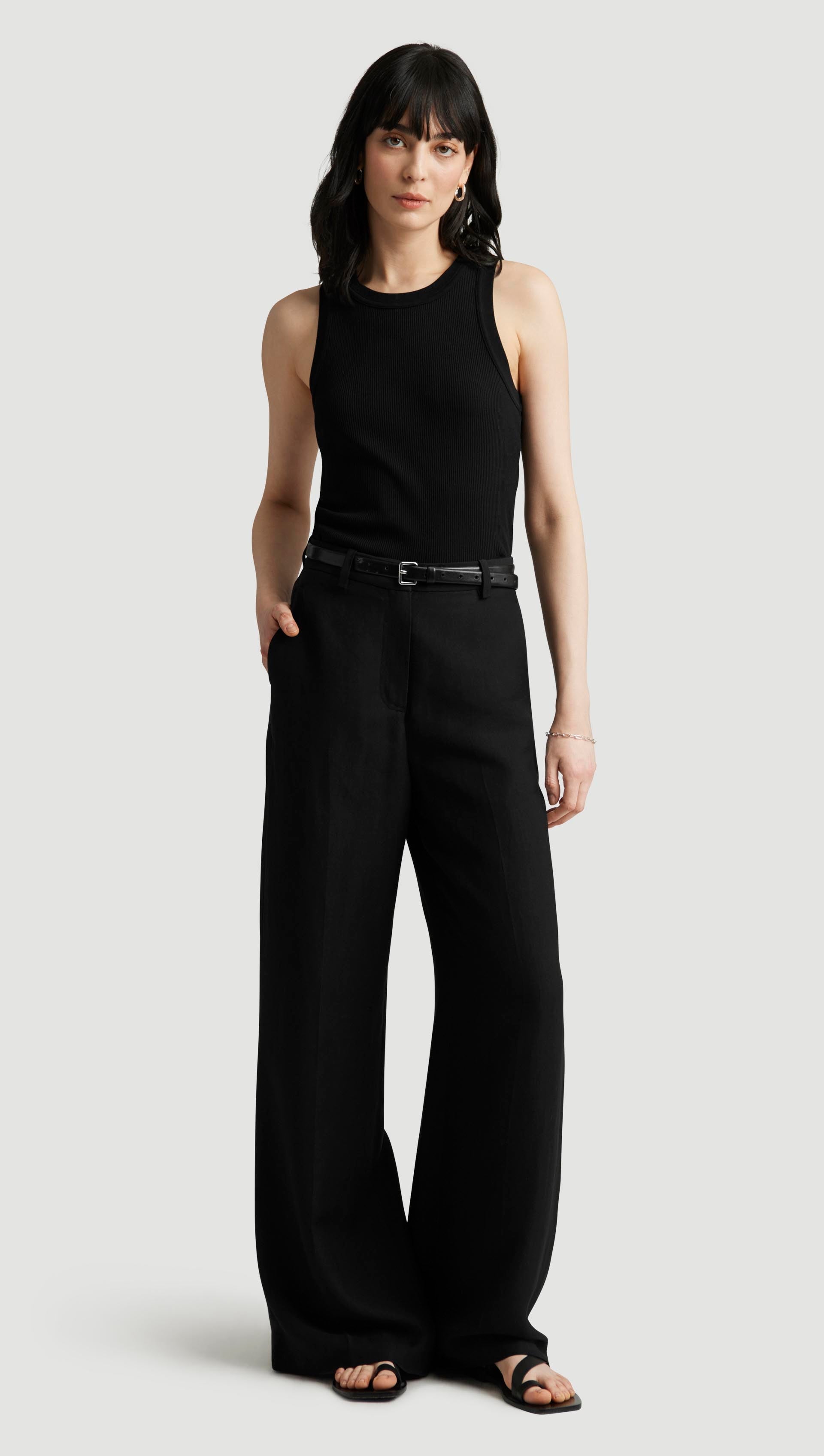 Park Trouser in Viscose Linen Twill | Black