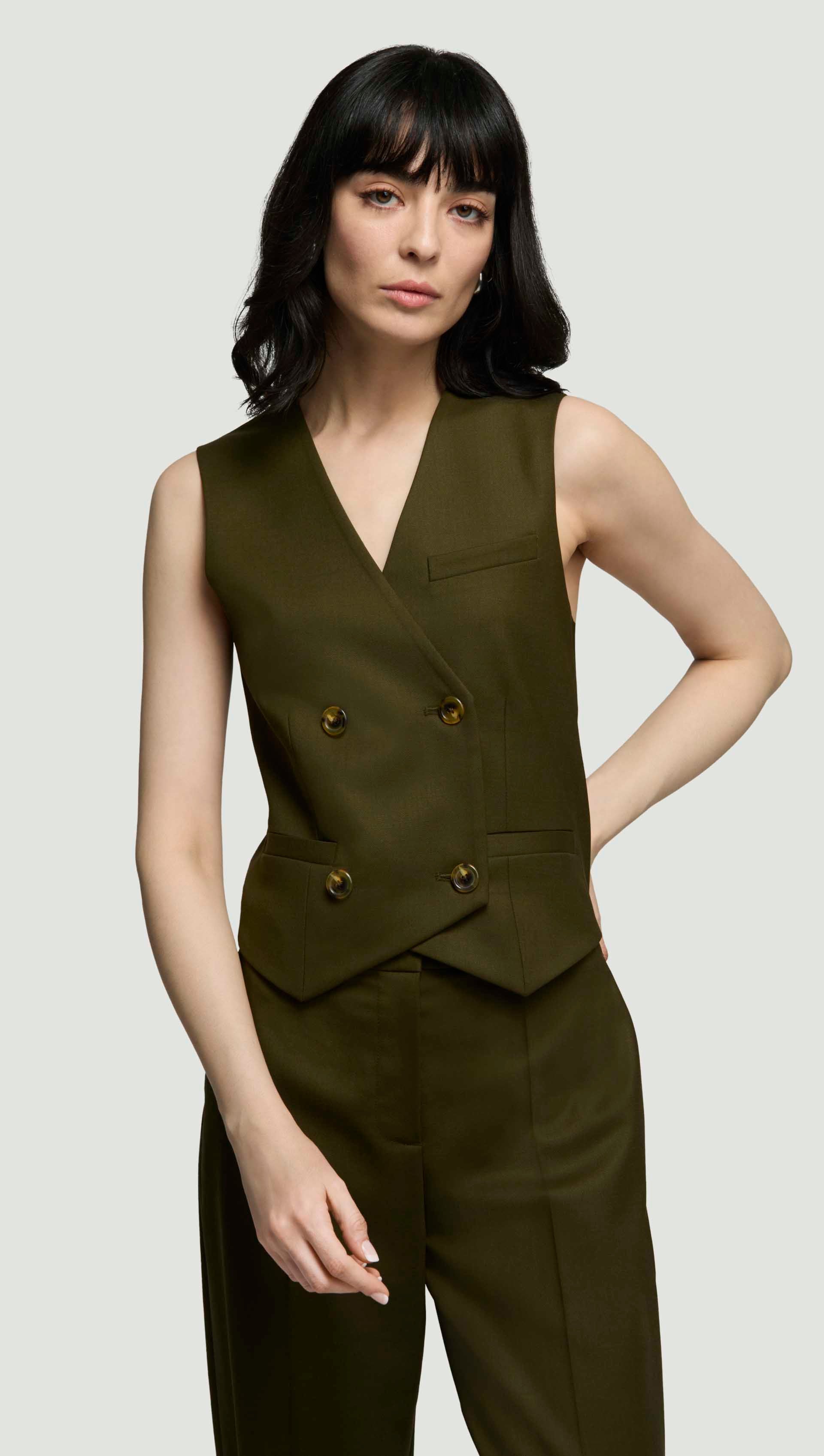 Double-Breasted Waistcoat in Seasonless Wool | Basil