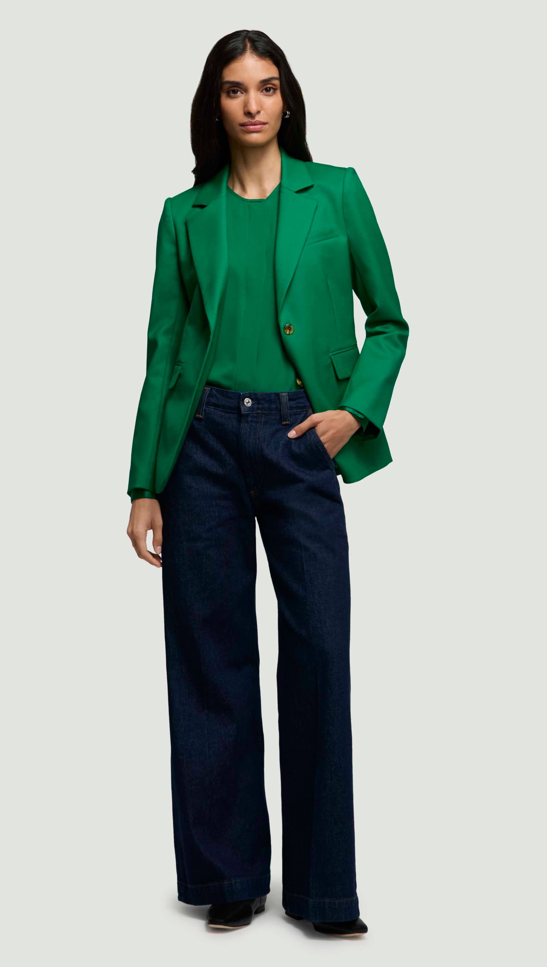 Two-Button Blazer in Seasonless Wool | Jade