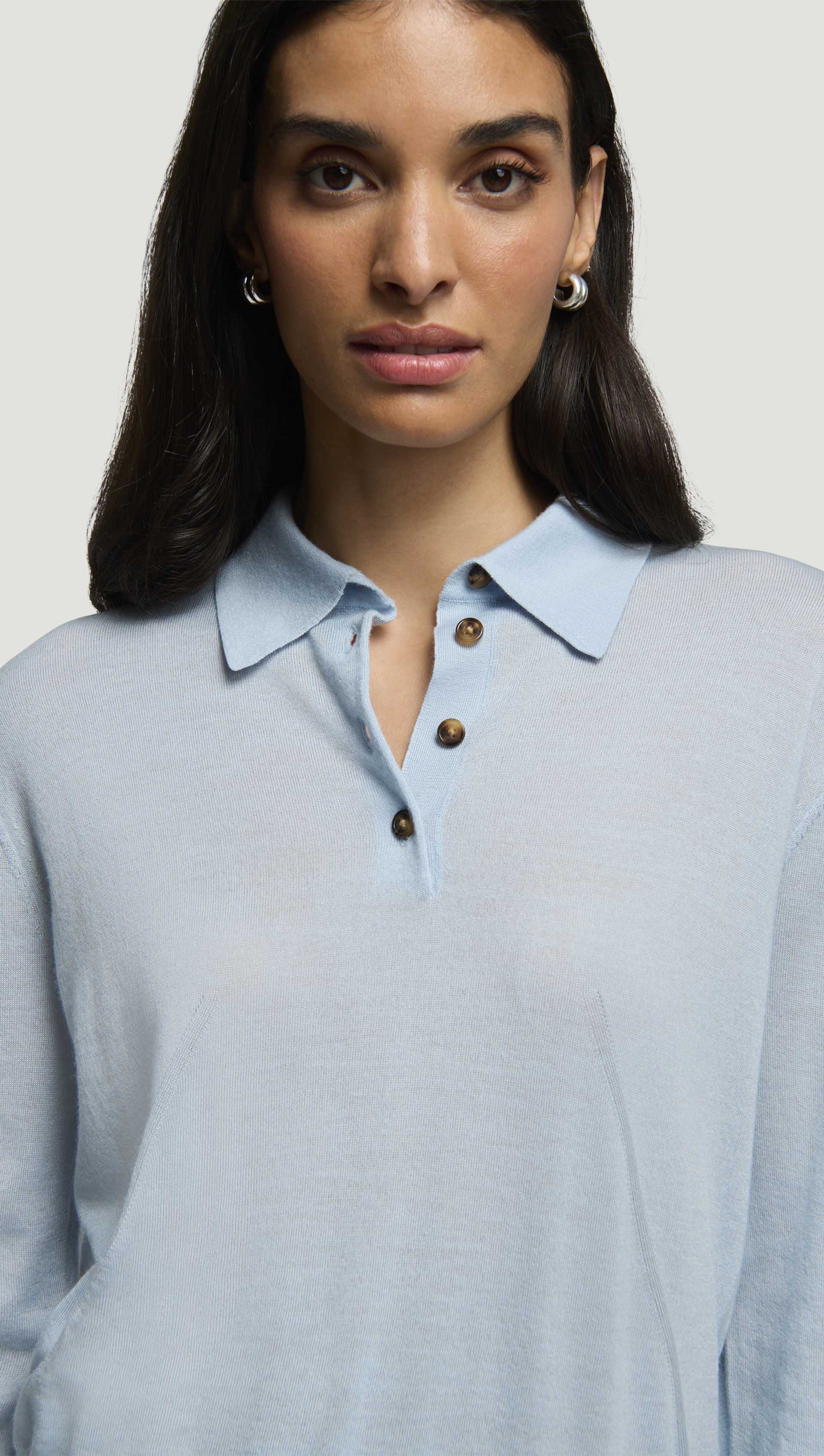 Fine Polo in Merino Silk | Light Blue