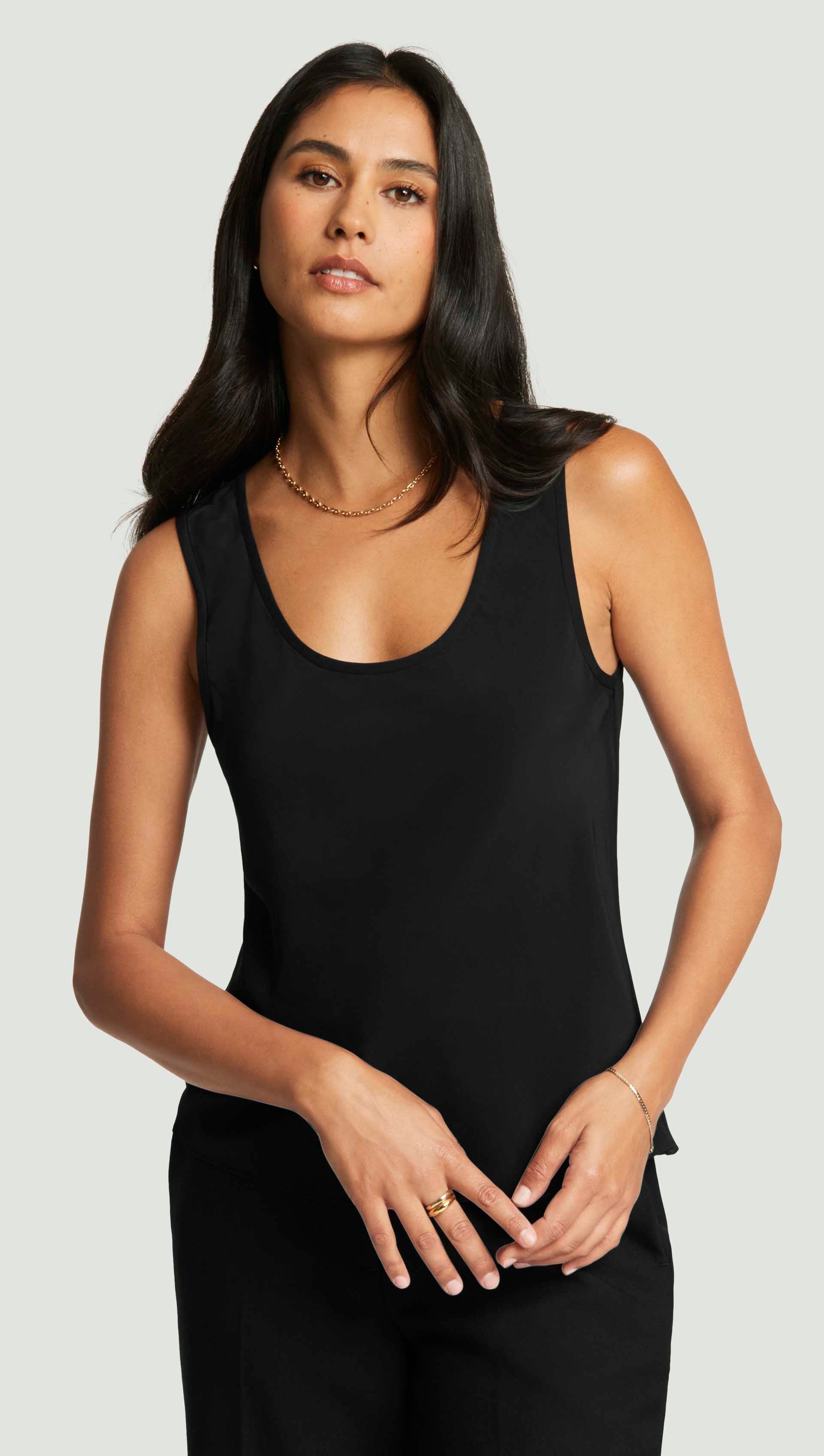 Tank in Matte-side Silk Charmeuse | Black