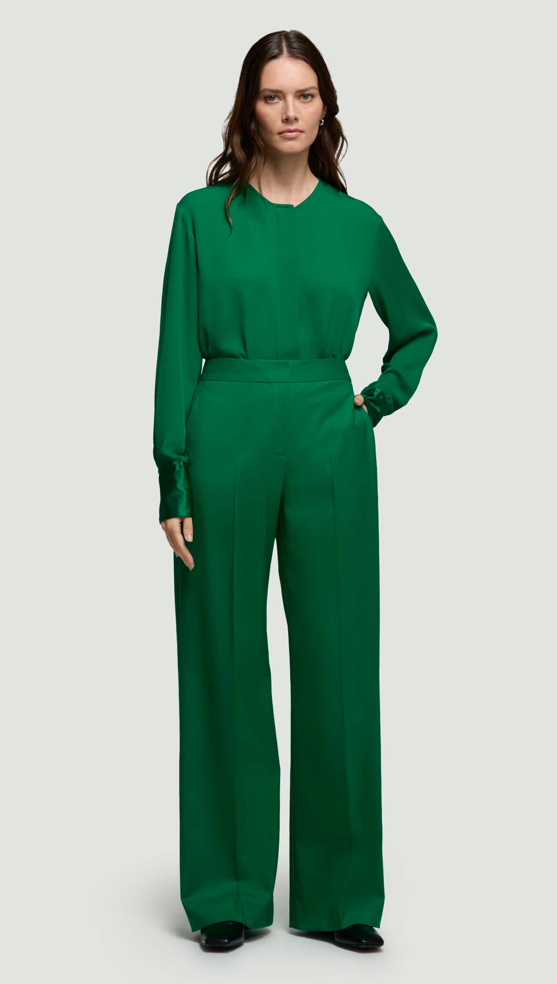 Wide Leg Trouser in Seasonless Wool | Jade
