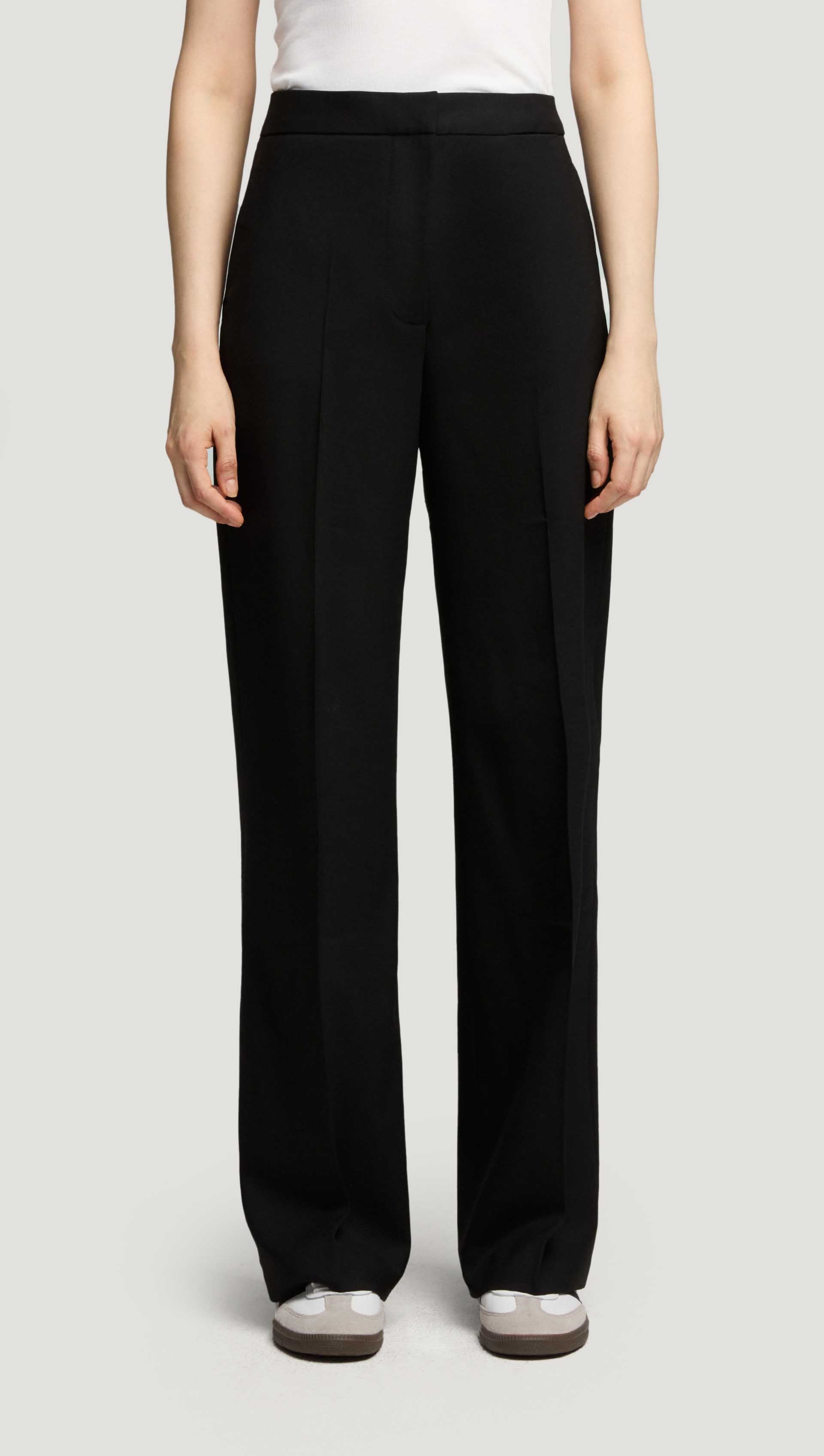 Wide Leg Trouser in Seasonless Wool | Black