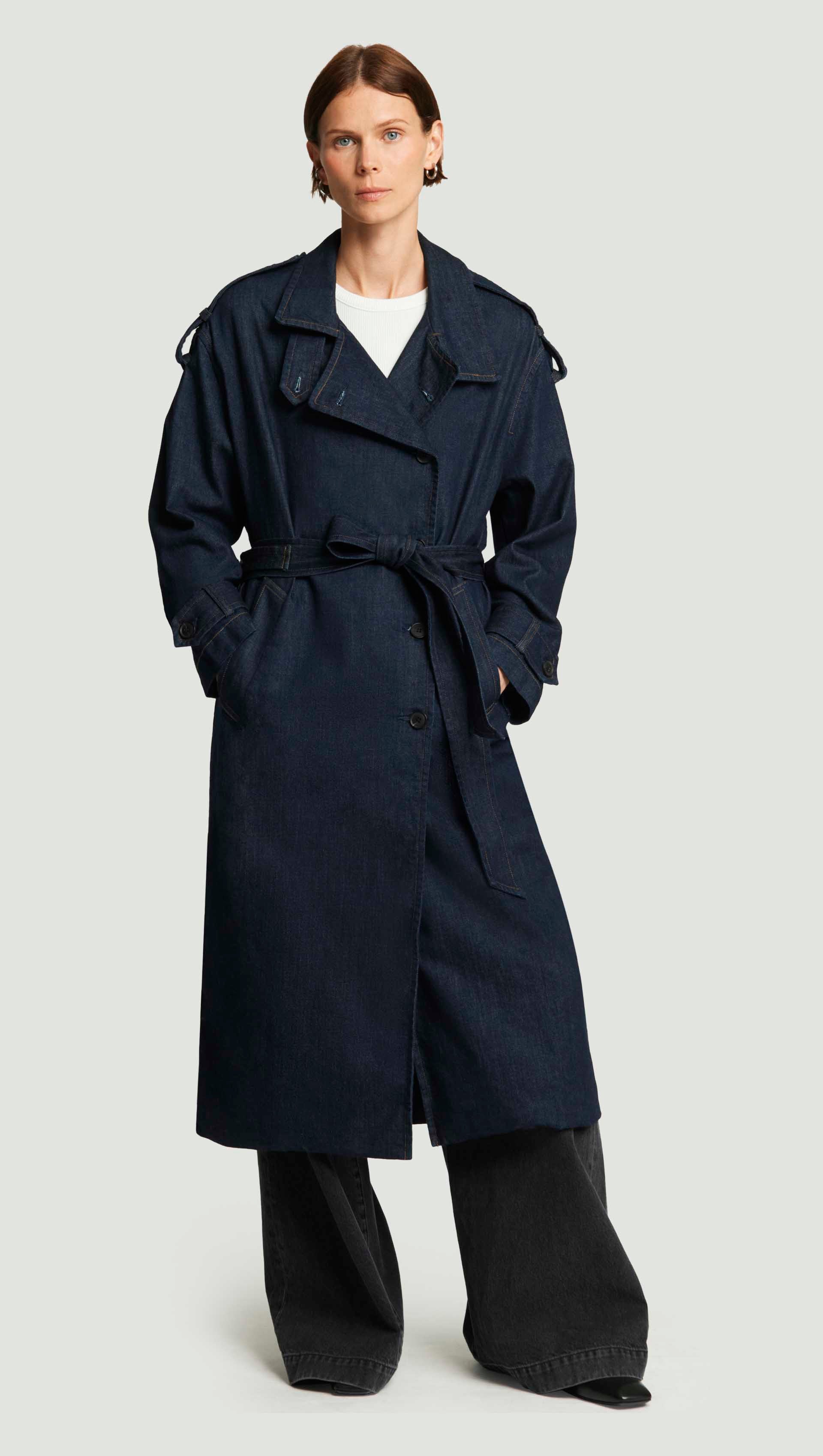 Eva Long Trench Coat in Regenerative Cotton | Amherst