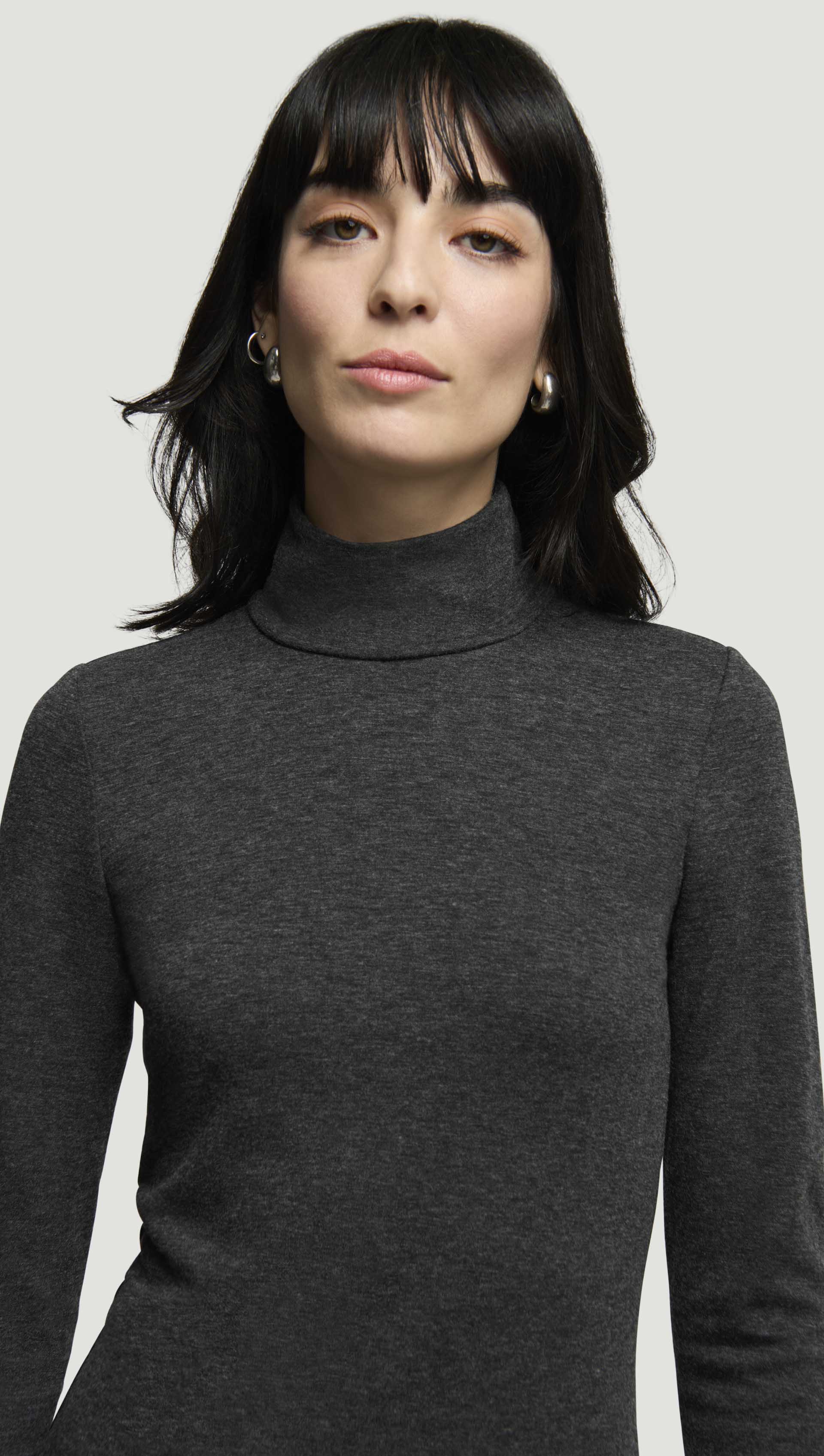 Skinny Turtleneck in Wool Jersey | Dark Grey Melange