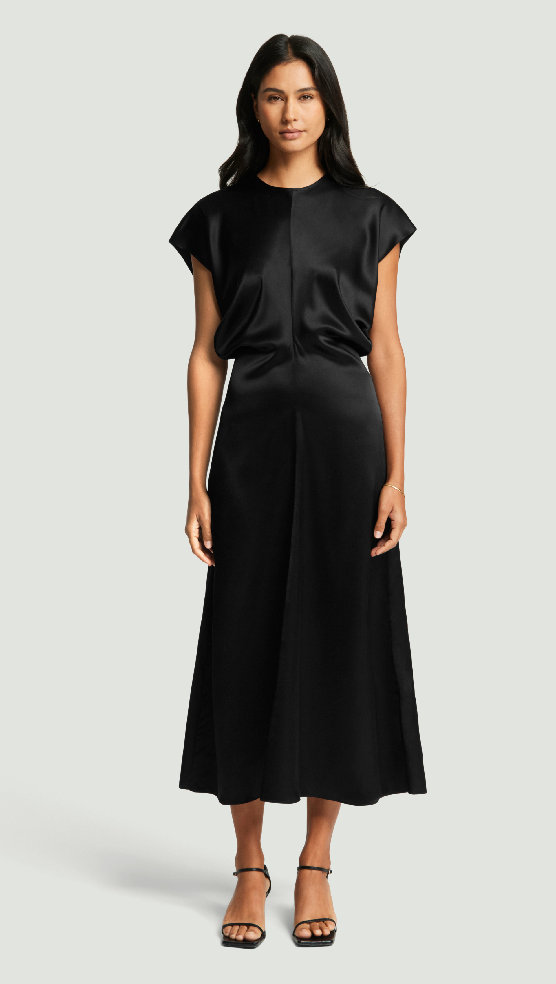 Draped Dress in Silk Charmeuse | Black