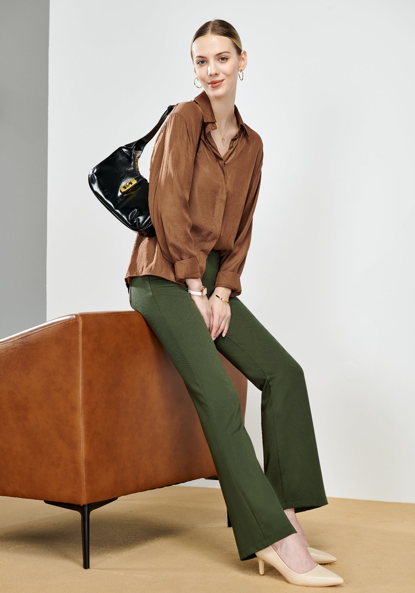 Stretchy Bootcut Dress Pants with 4 Pockets