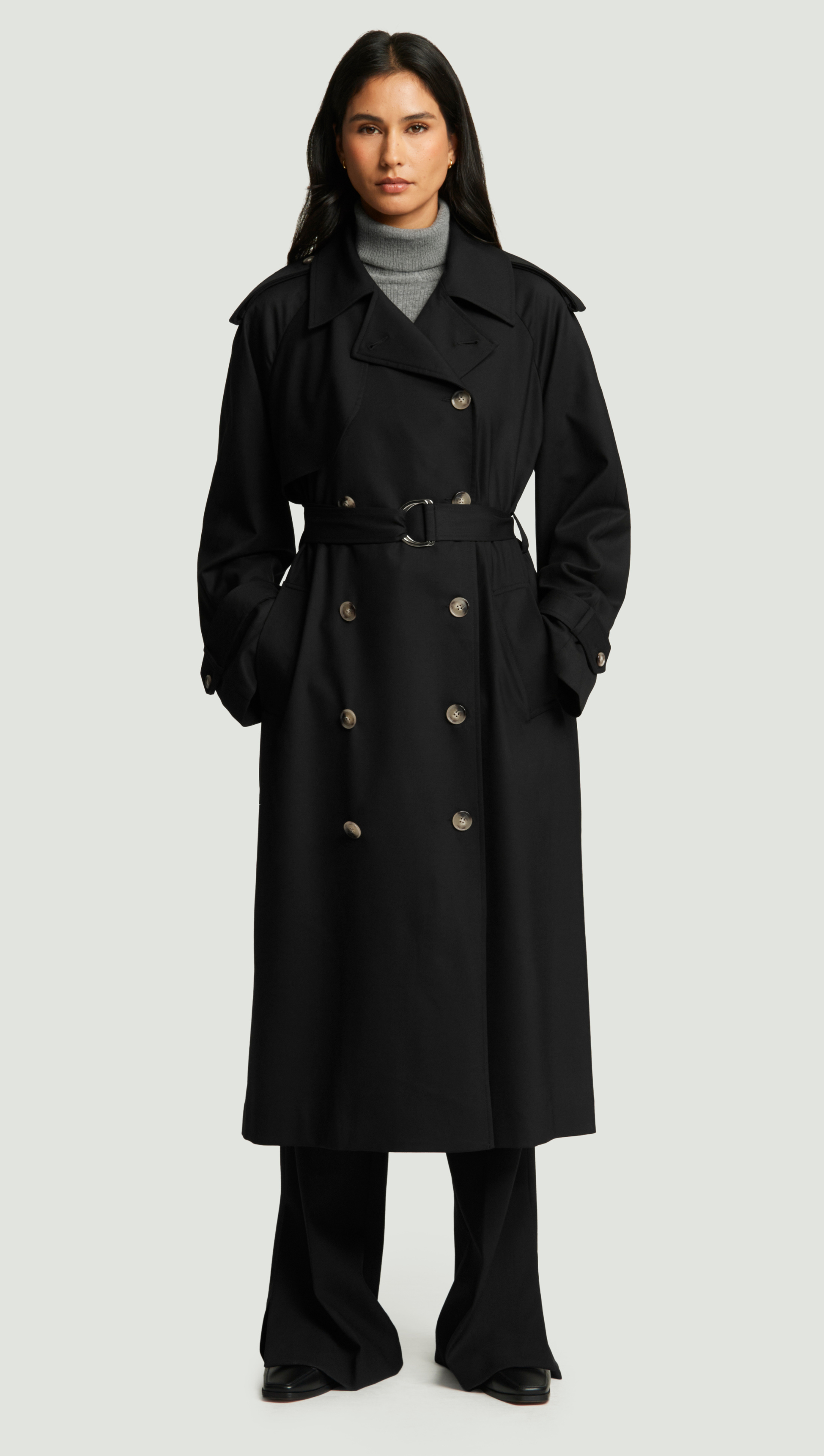Classic Trench Coat in Seasonless Wool | Black