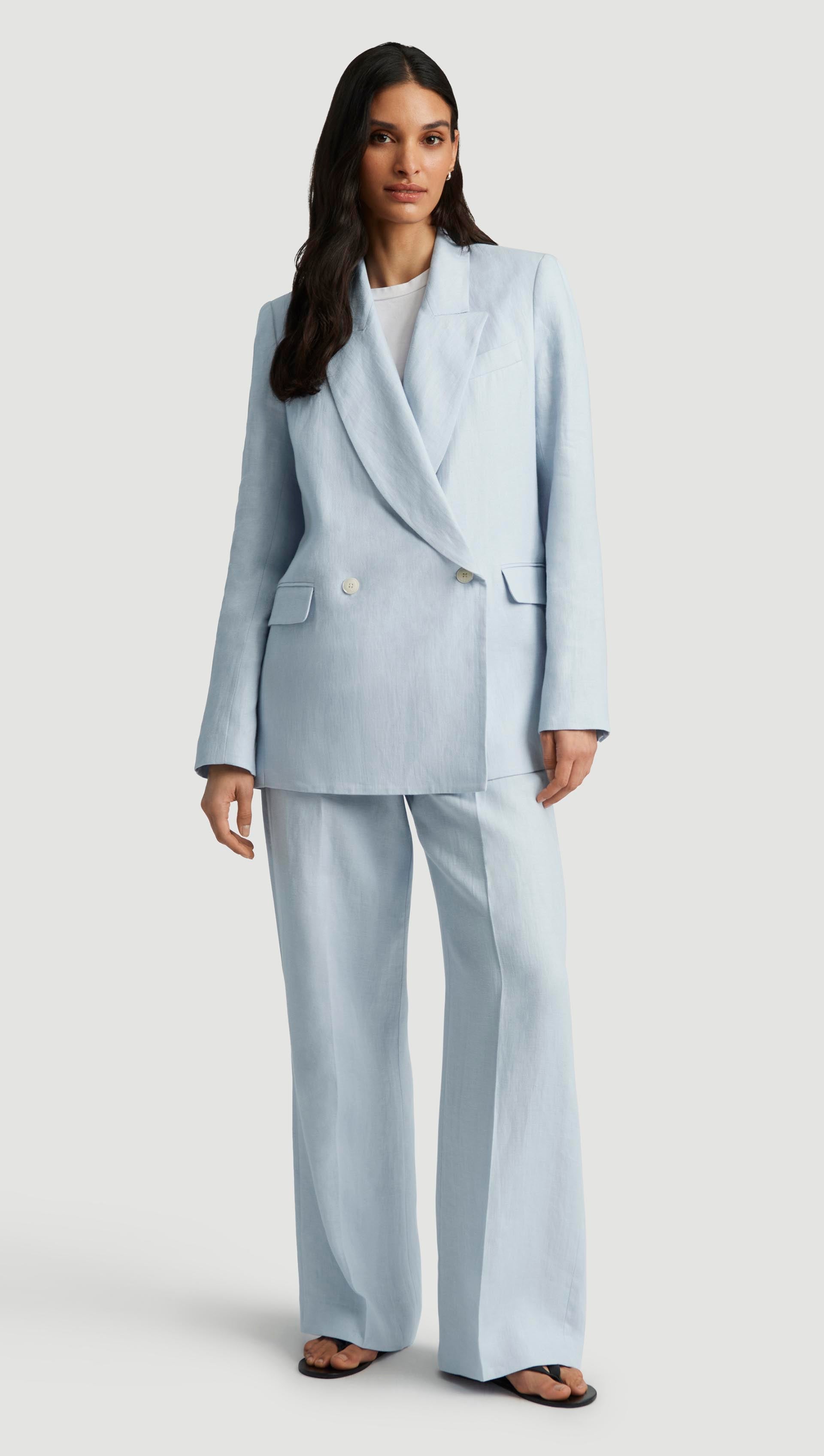 Brooklyn Blazer in Linen Twill | Glacier