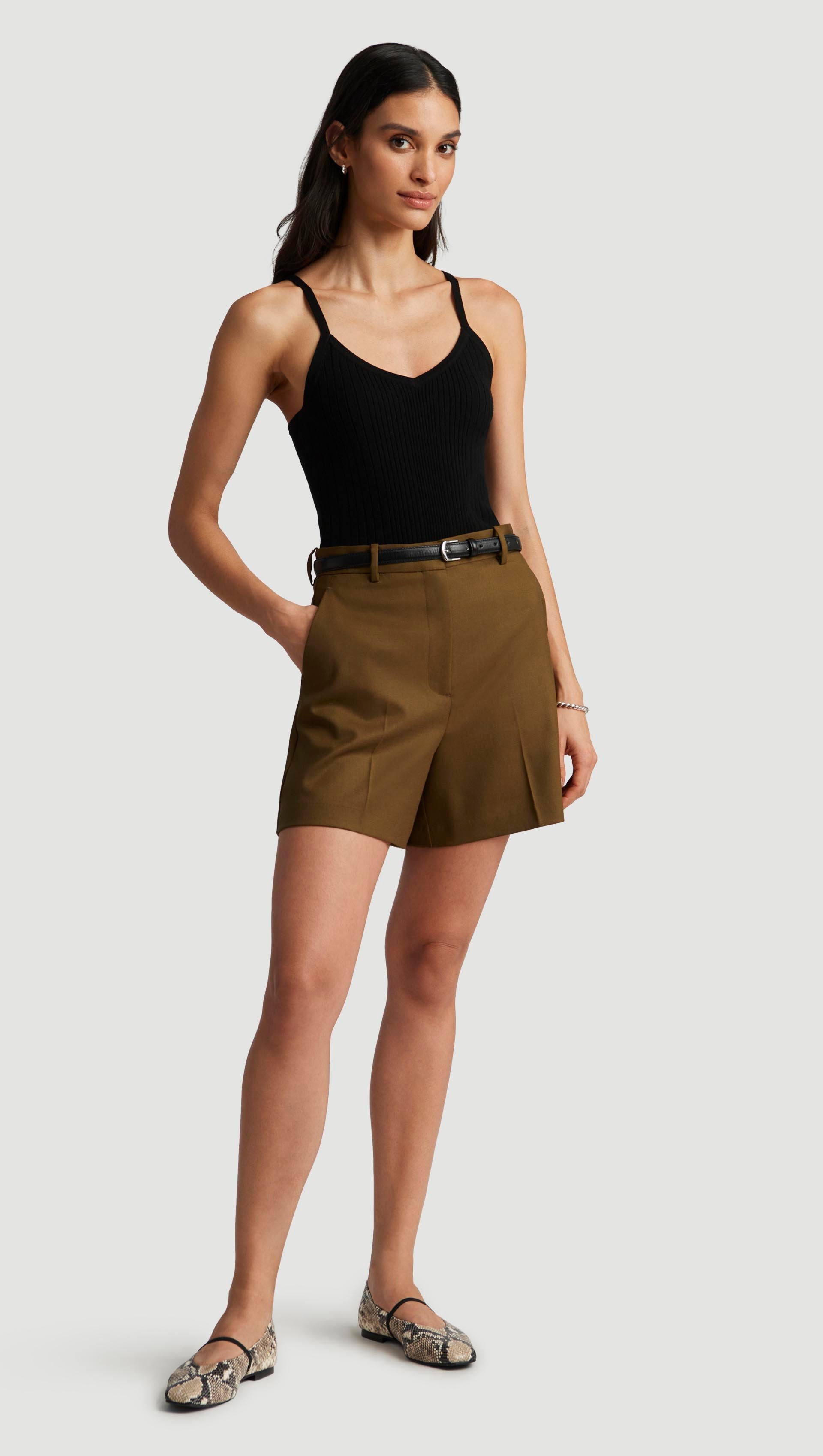 Wooster Short in Seasonless Wool | Mushroom