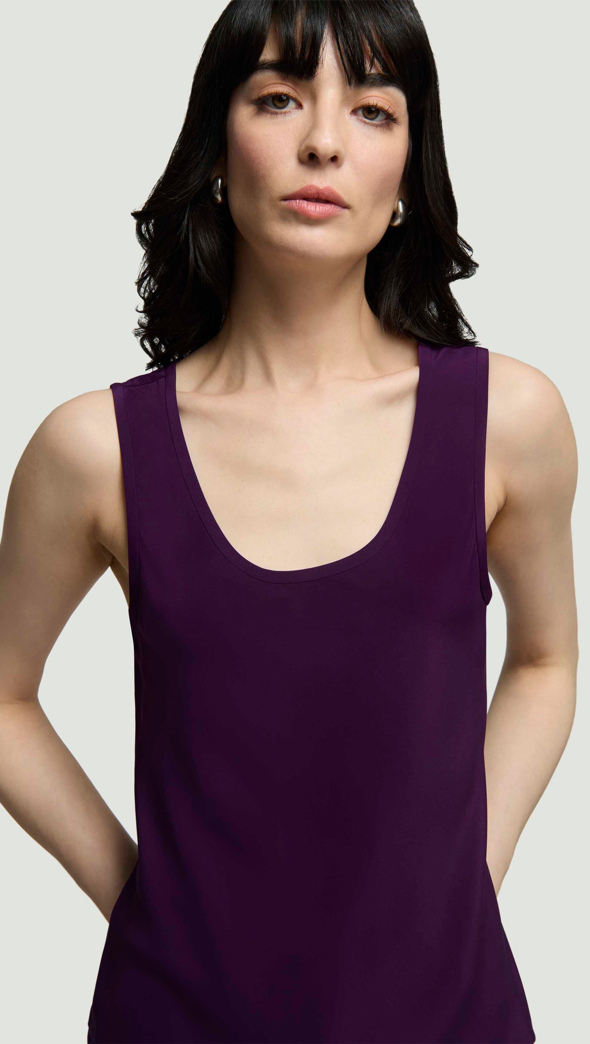 Tank in Silk Charmeuse | Grape