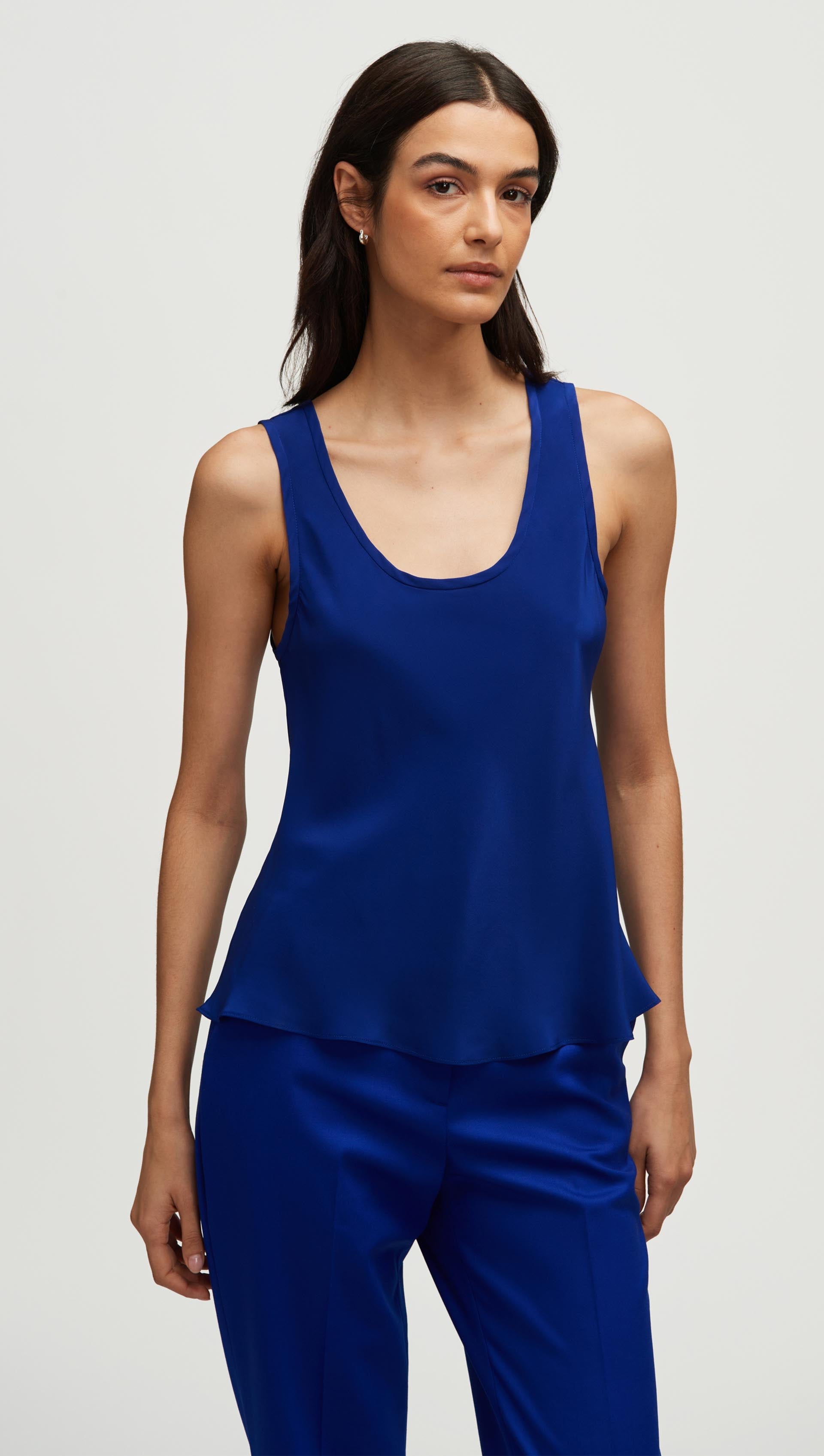 Tank in Silk Charmeuse | Lapis