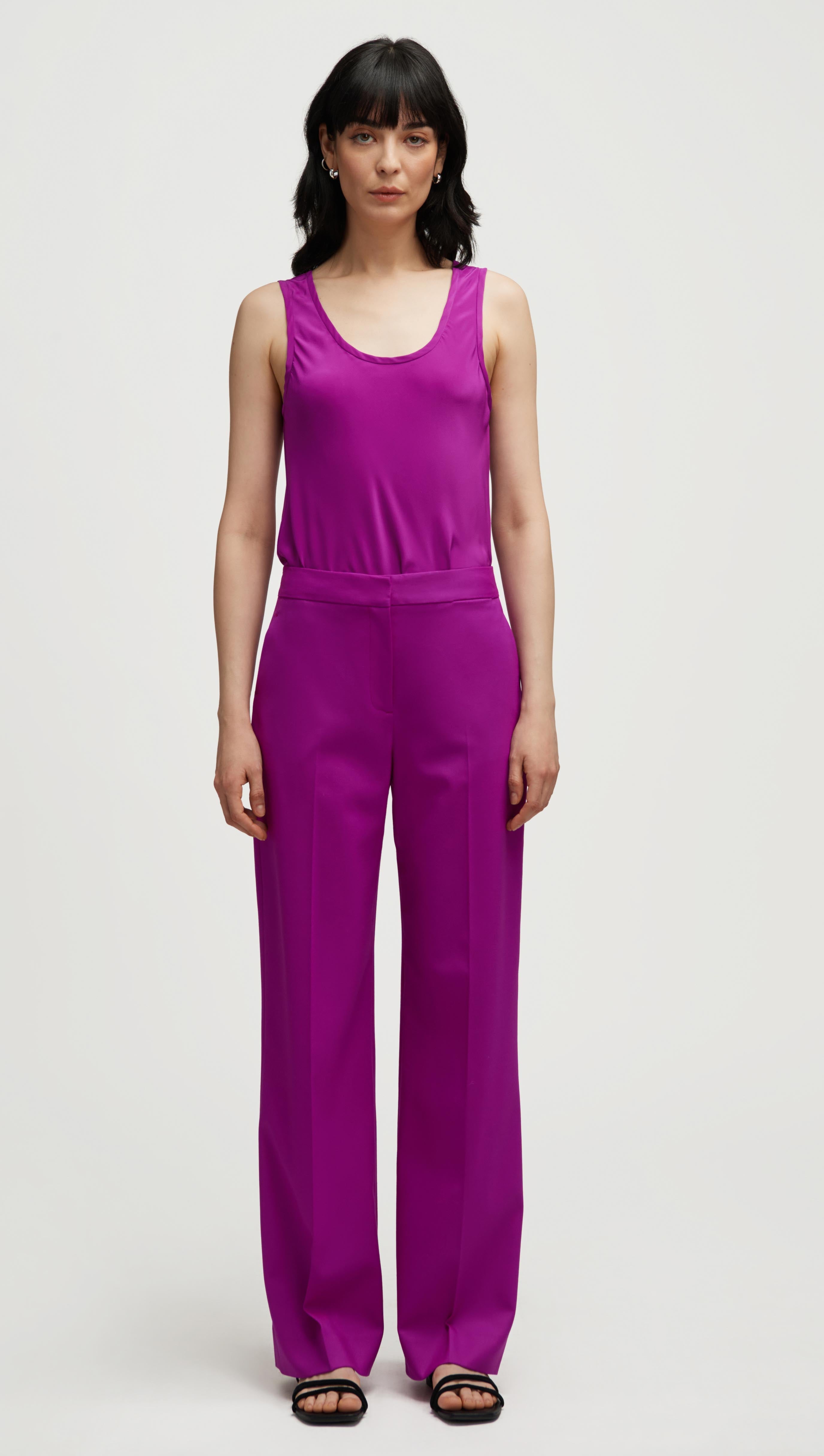 Wide Leg Trouser in Seasonless Wool | Orchid