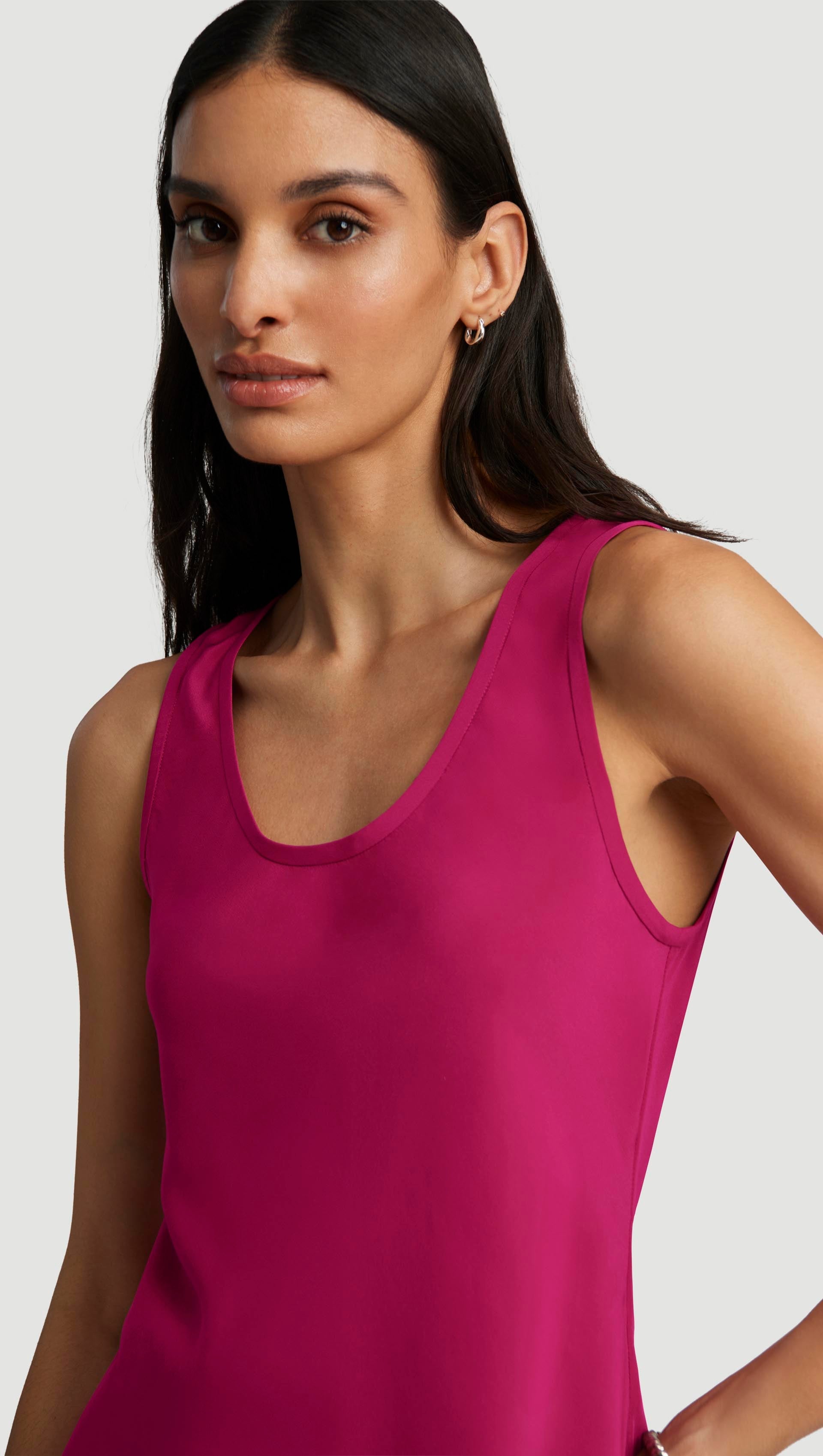 Tank in Matte-side Silk Charmeuse | Fuchsia