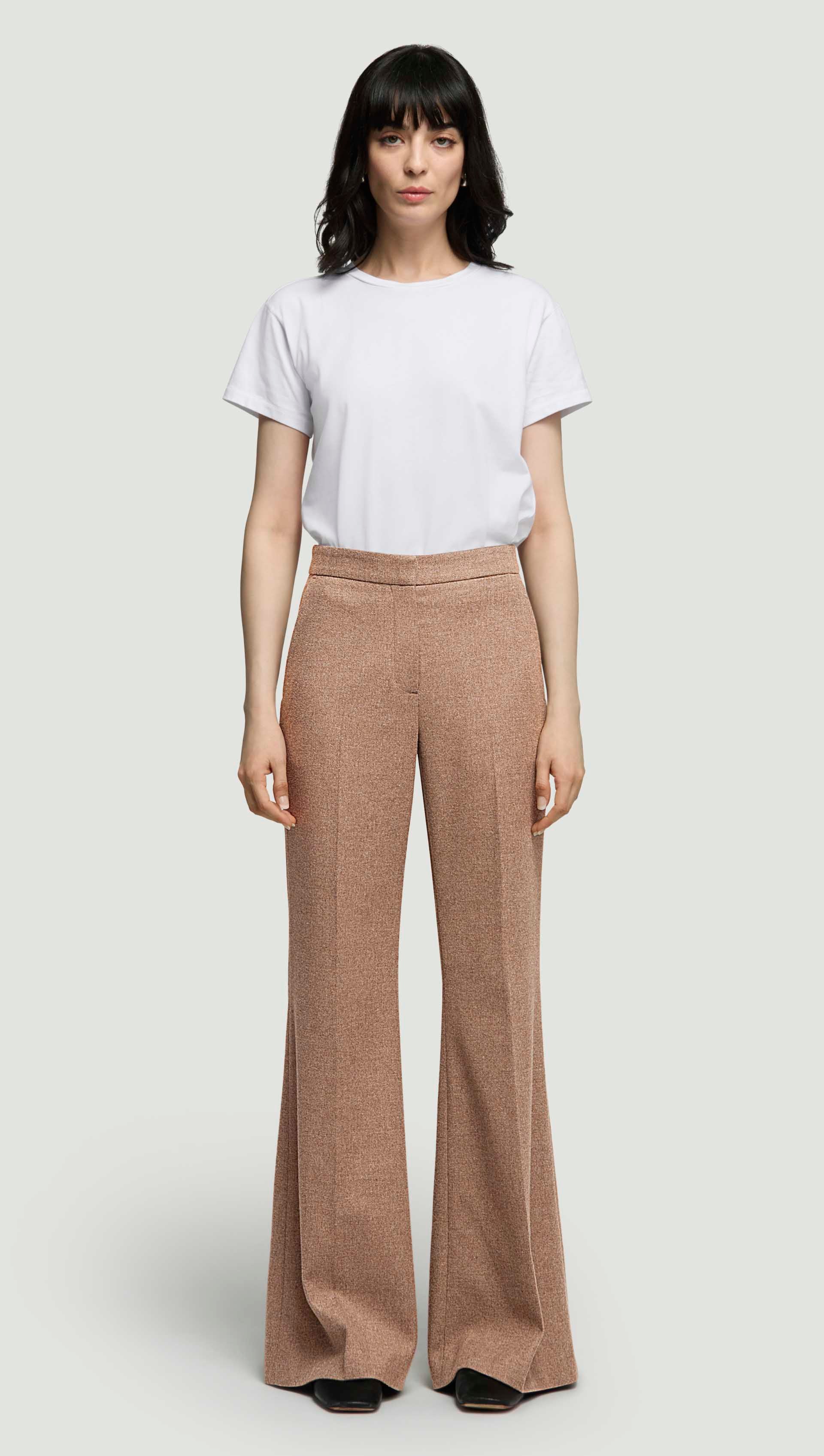 Tailored Flare Trouser in Double-Faced Wool | Oat