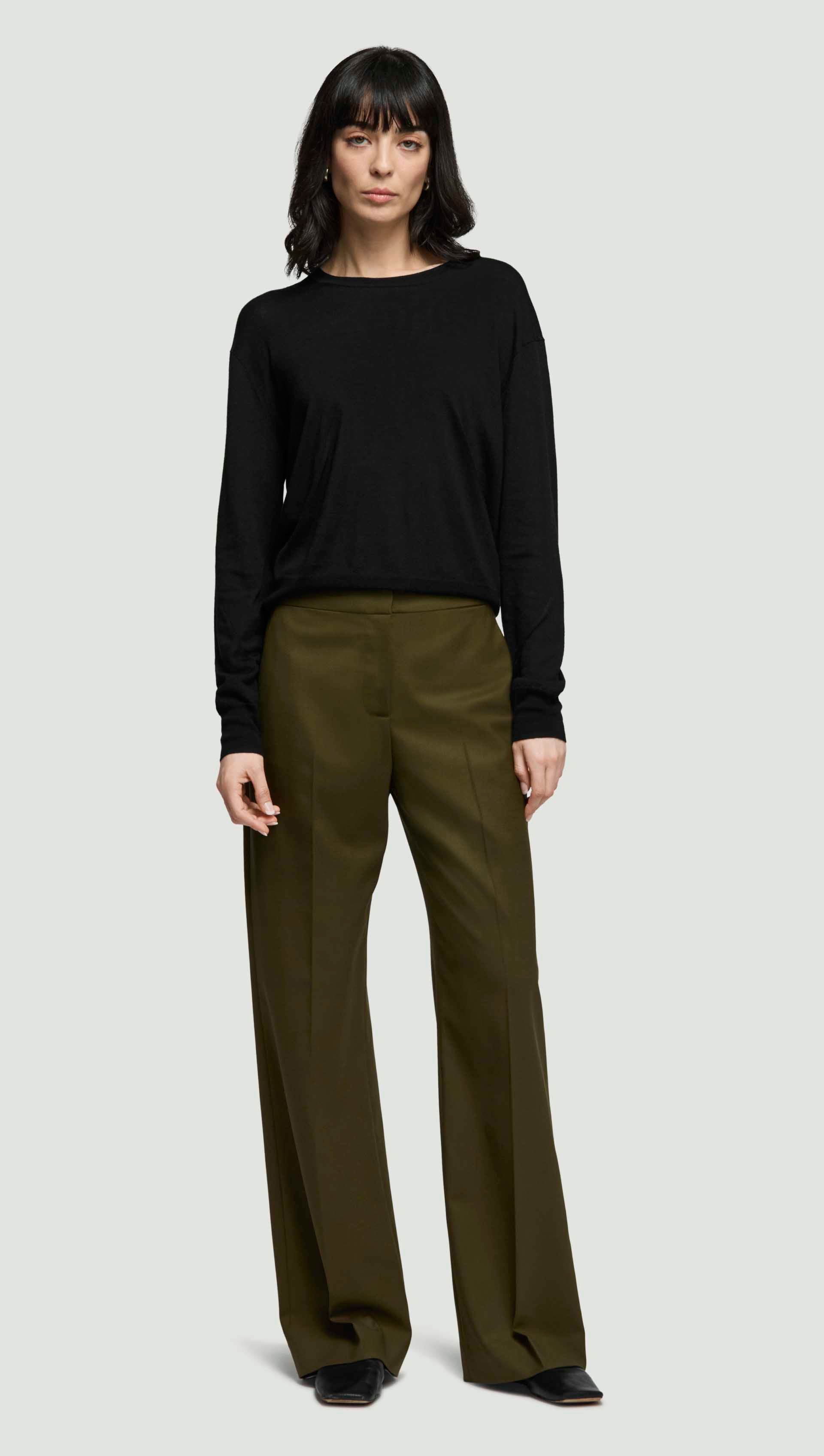 Wide Leg Trouser in Seasonless Wool | Basil