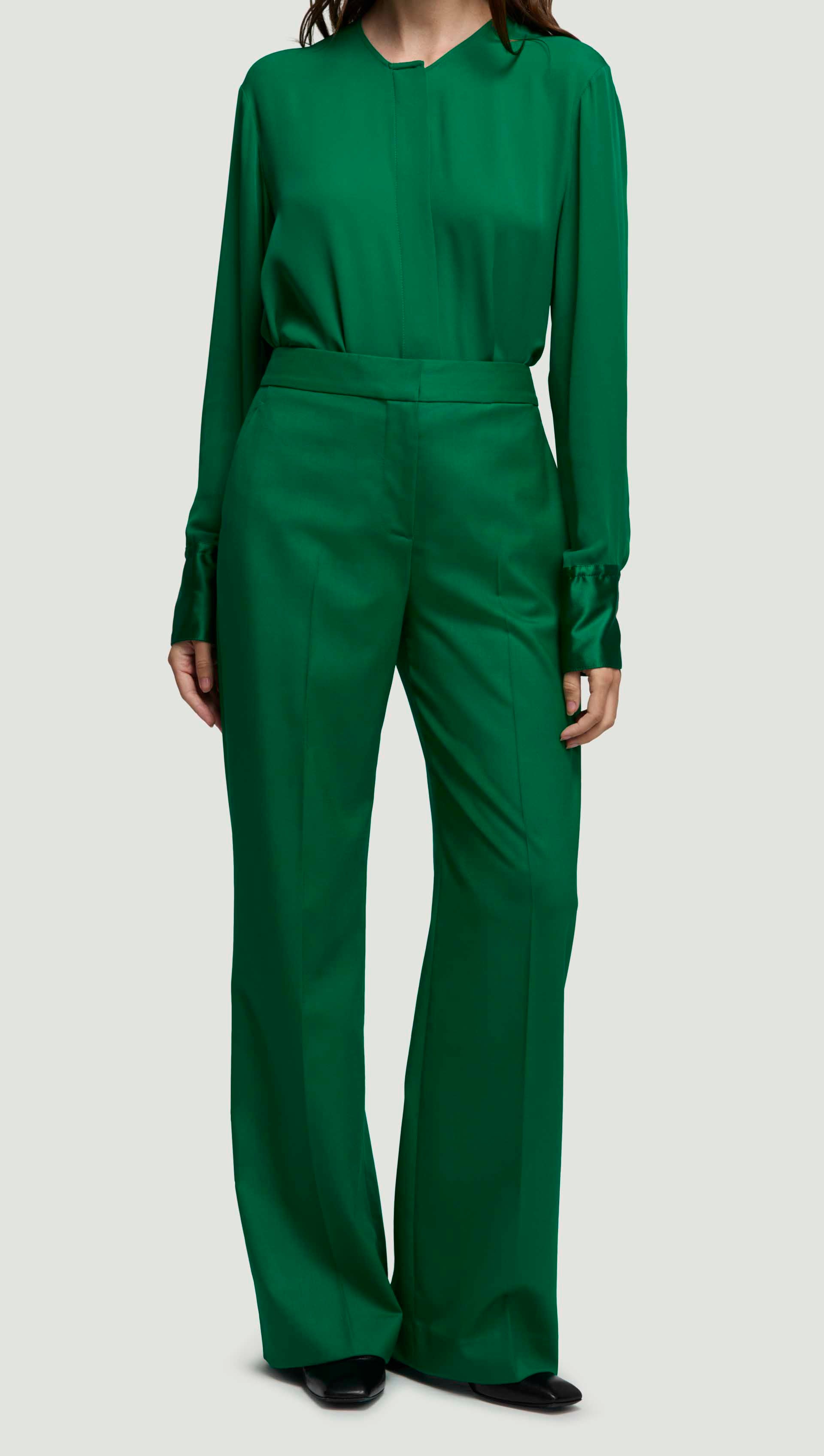 Wide Leg Trouser in Seasonless Wool | Jade